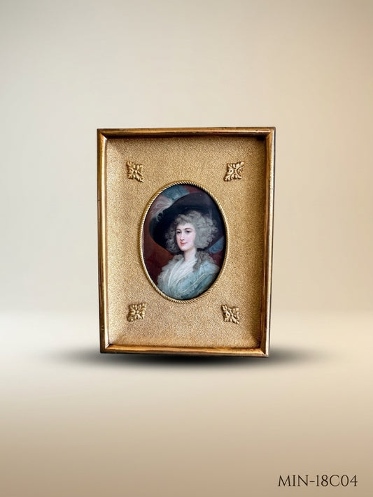 Vintage Style Lady Portrait Miniature Framed Tabletop Picture Gold Easel Frame 6”x5"