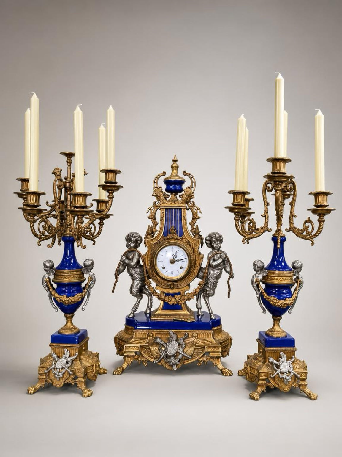 Luxury Vintage French Style 3-Piece Garniture Set Clock & Matching Candelabras – Local Pickup Only