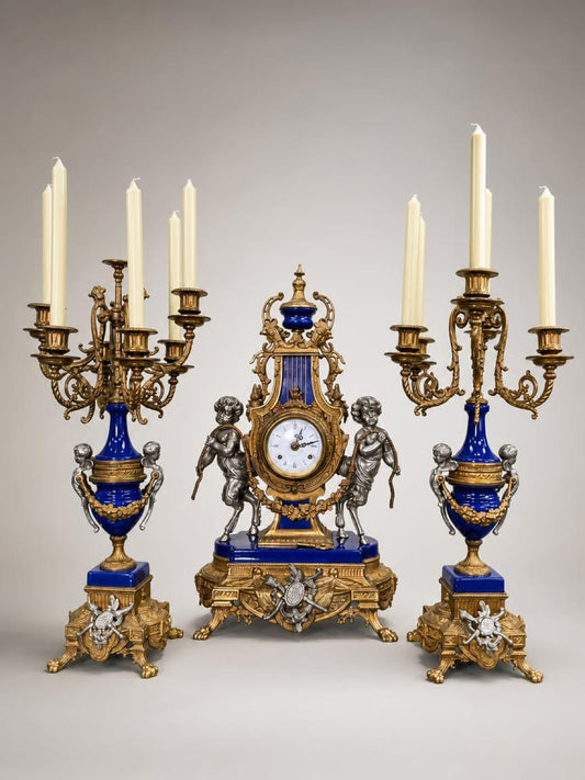 Luxury Vintage French Style 3-Piece Garniture Set Clock & Matching Candelabras – Local Pickup Only