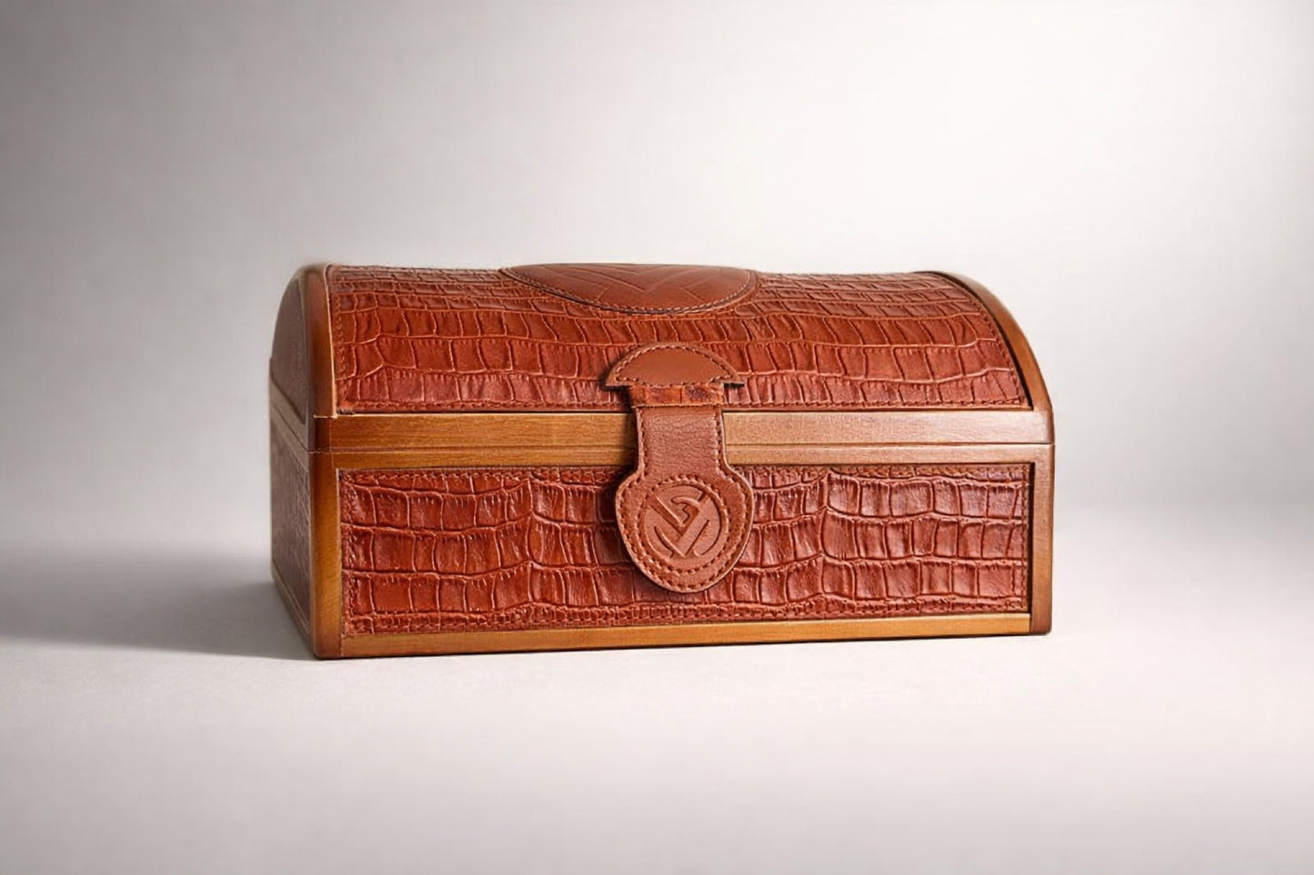 Vintage Franck Muller Genève Watch Presentation Box – Croc Embossed Leather & Wood Storage Case