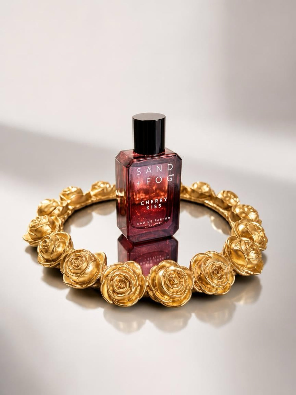 Gold Rose Decorative Vanity Tray with Mirror Base – Jewelry & Perfume Display Tray