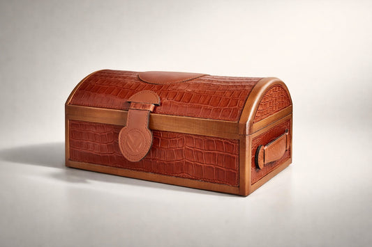Vintage Franck Muller Genève Watch Presentation Box – Croc Embossed Leather & Wood Storage Case