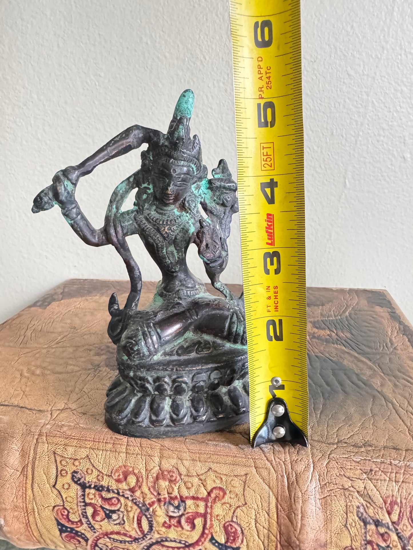 Vintage Hindu Deity Bronze Statue Figurine Asian Spiritual Sculpture Tall  5.5”