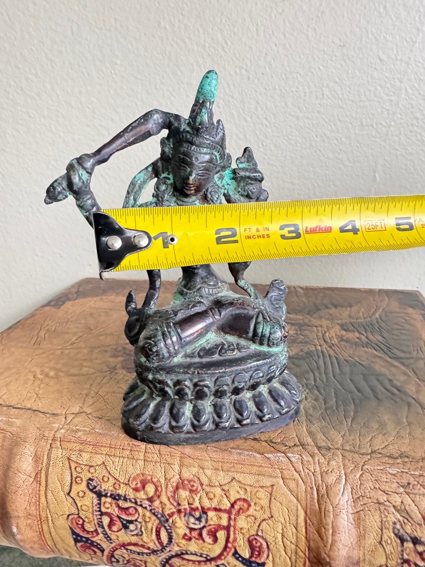 Vintage Hindu Deity Bronze Statue Figurine Asian Spiritual Sculpture Tall  5.5”