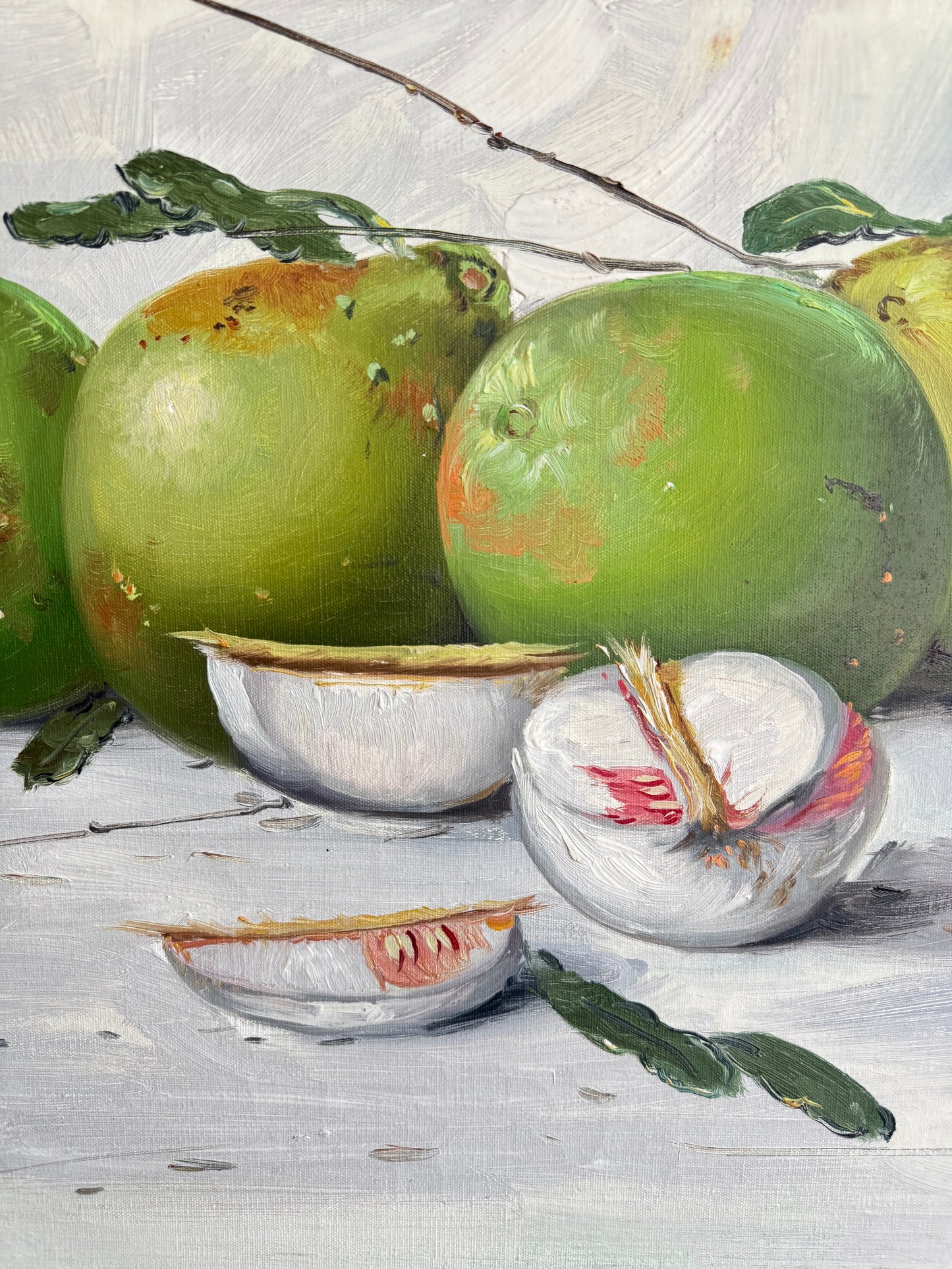 Original Signed Oil Painting Tropical Guava Still Life Framed Canvas Art 30” x 24”