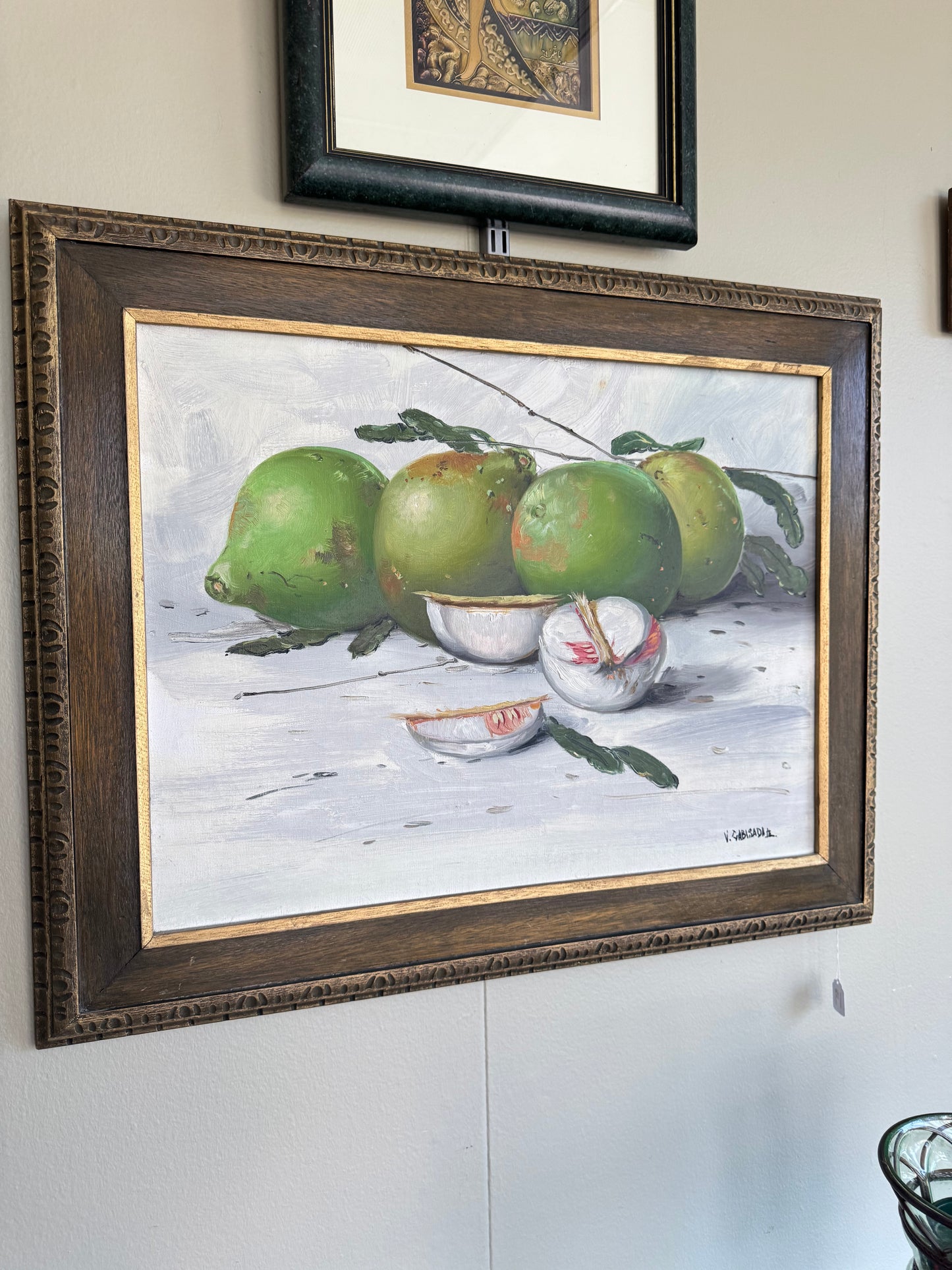 Original Signed Oil Painting Tropical Guava Still Life Framed Canvas Art 30” x 24”