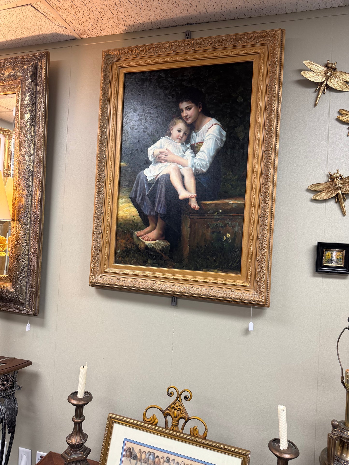 William Bouguereau “Big Sister” Vintage  Canvas Reproduction 43” x 32”