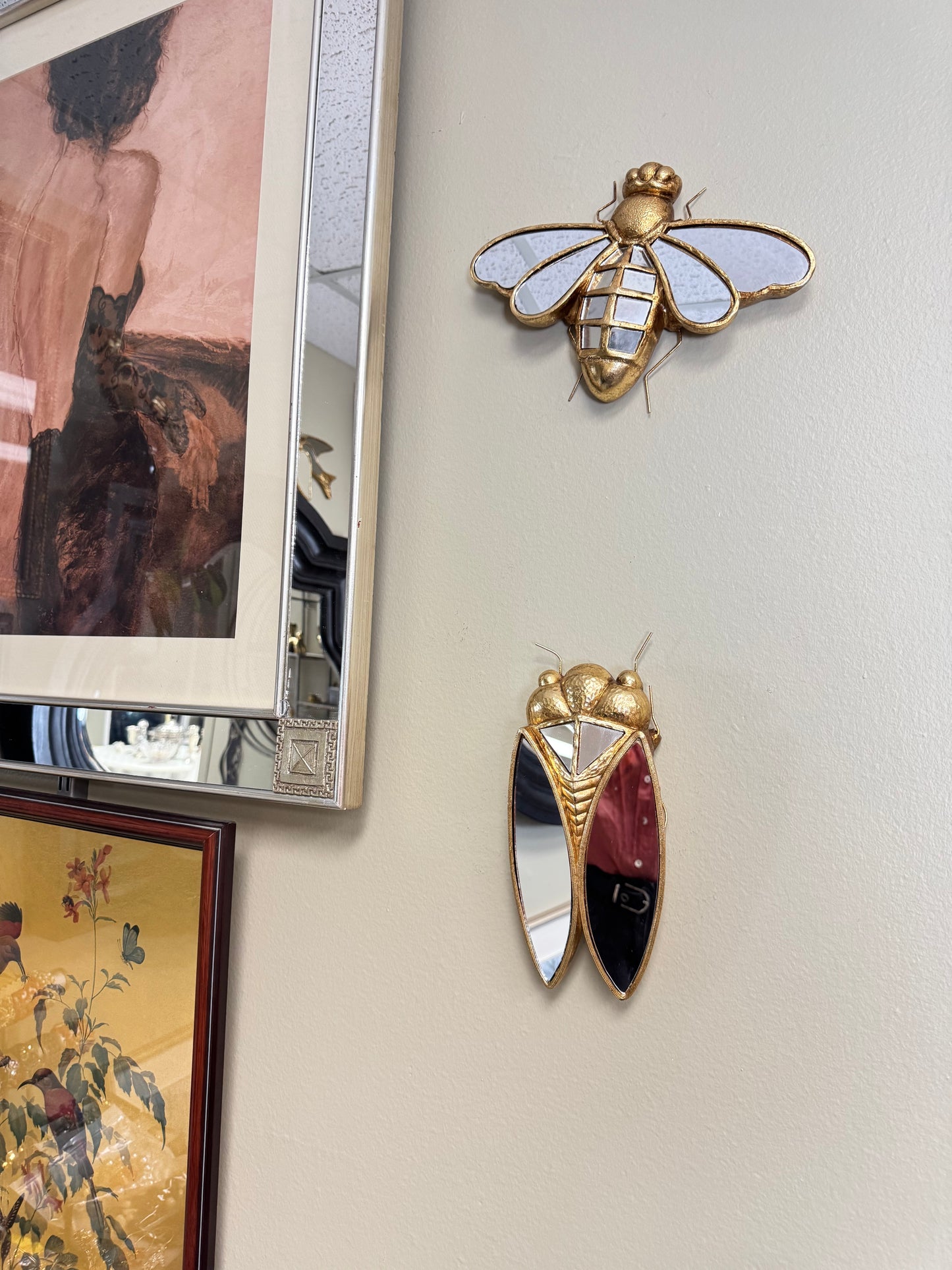 Set of 2 Gold Bee & Cicada Mirror Wall Decor – Resin