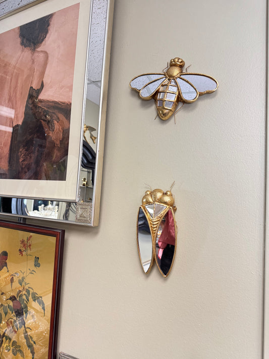 Set of 2 Gold Bee & Cicada Mirror Wall Decor – Resin