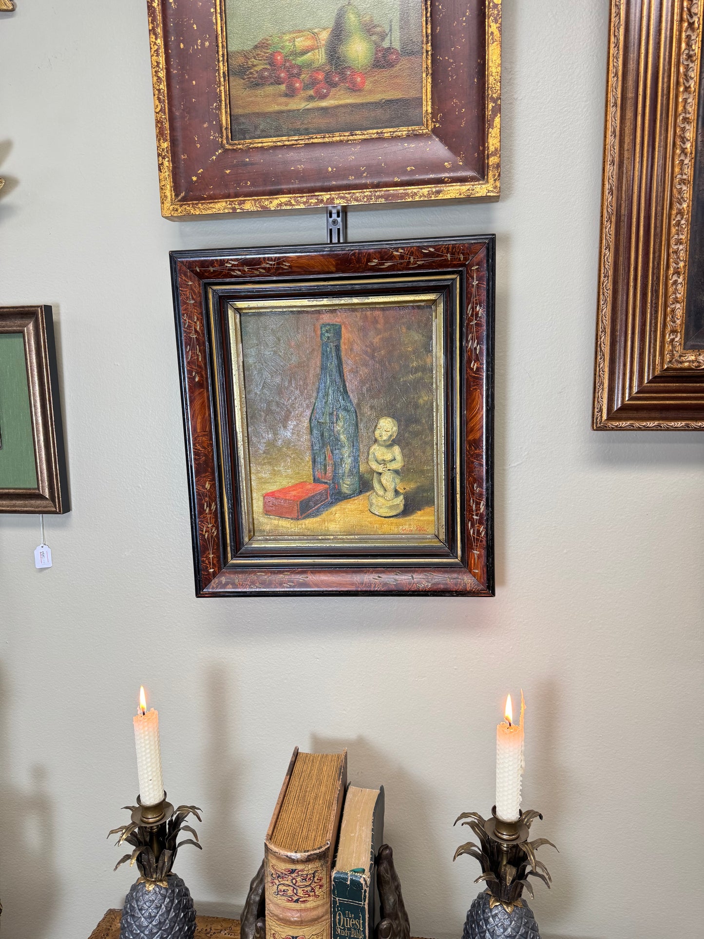 Vintage Original Oil Painting Still Life Mid -Century Modern 1960s