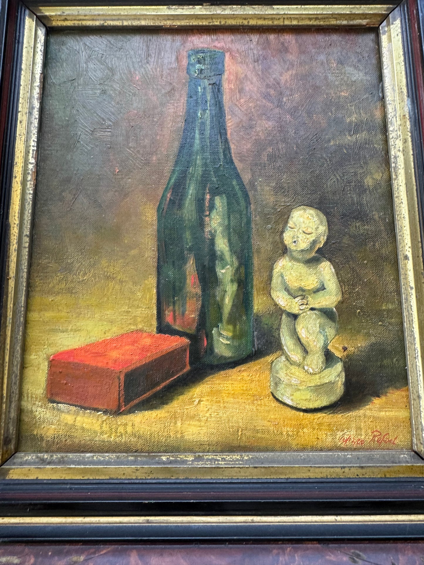 Vintage Original Oil Painting Still Life Mid -Century Modern 1960s