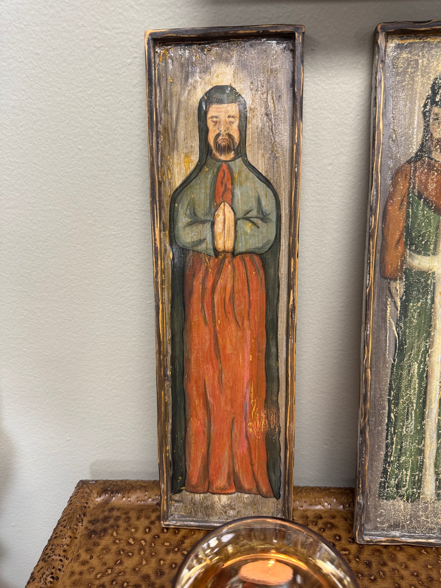 Set of 3 Rustic Religious Wall Art Panels – Hand Painted Style, 18” Tall