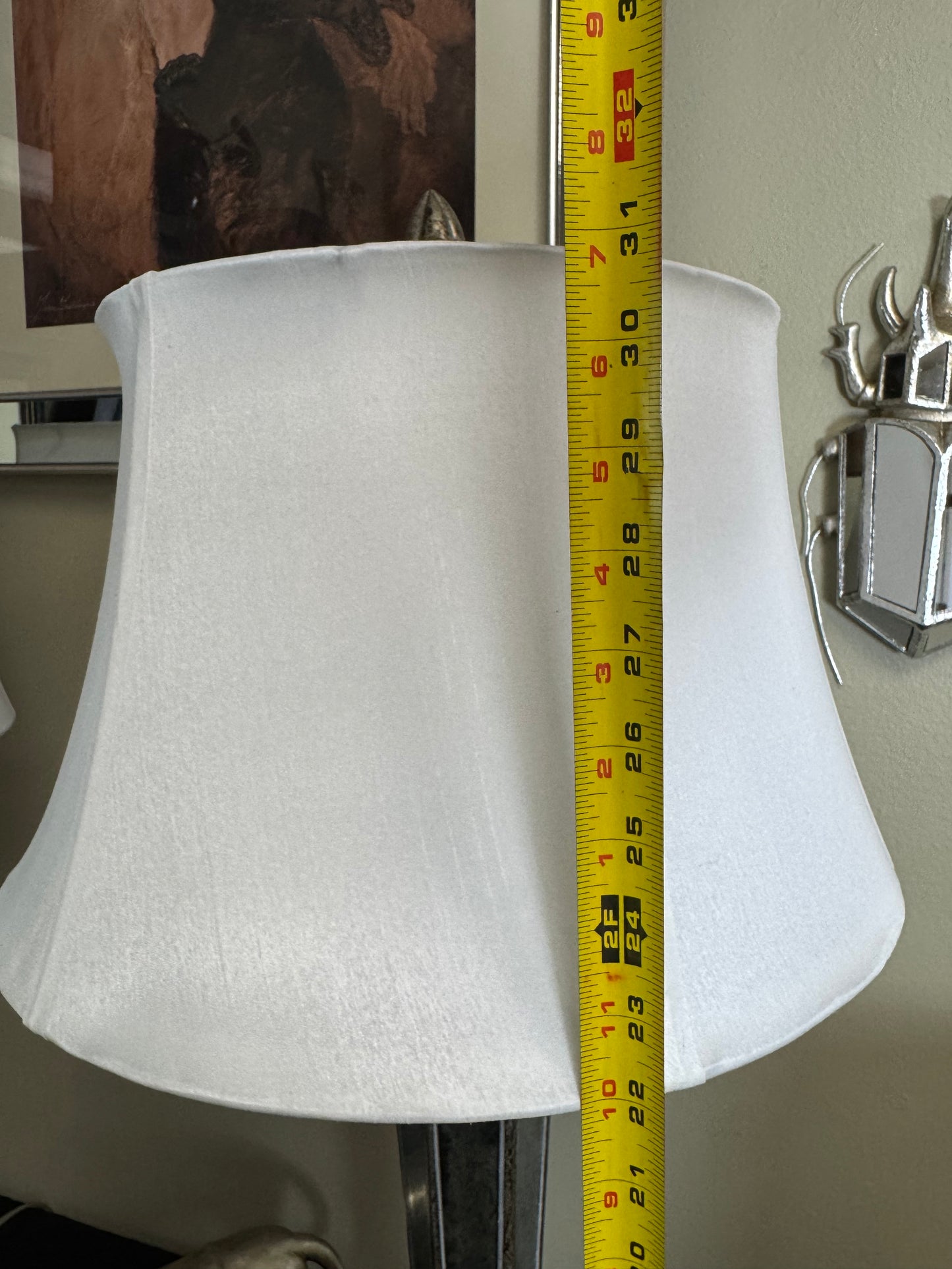 Pair of Vintage Mirrored Table Lamps with Resin Bases – 32” Tall