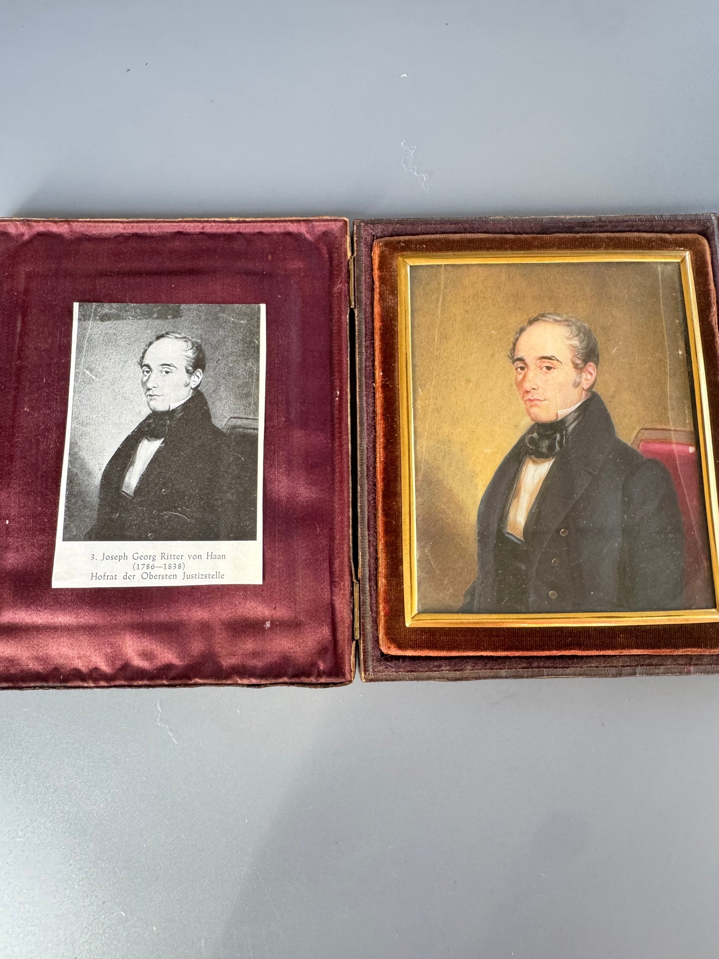 1839 Austrian Portrait Miniature of Joseph Georg Ritter von Haan – Original Presentation Case