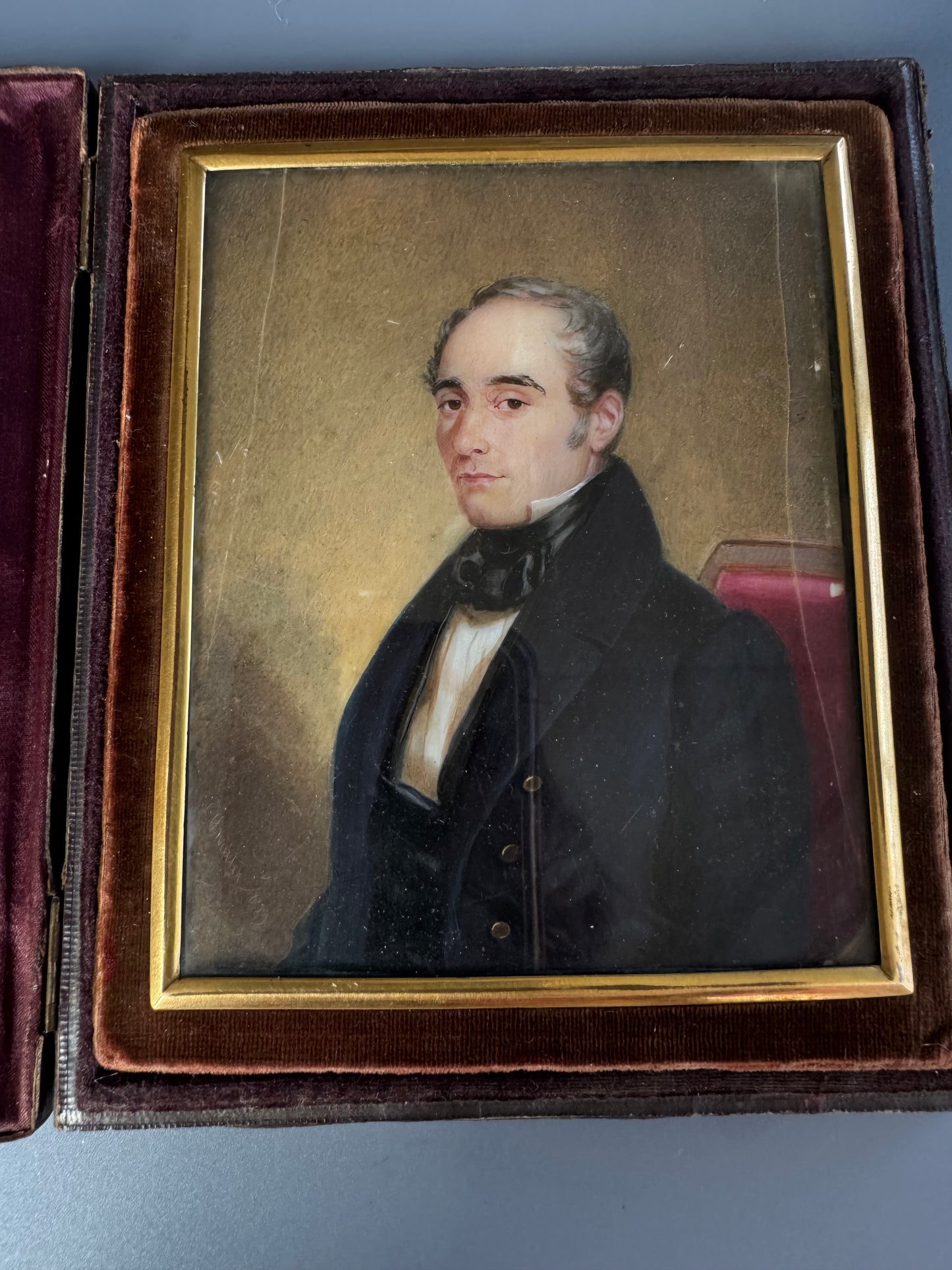 1839 Austrian Portrait Miniature of Joseph Georg Ritter von Haan – Original Presentation Case