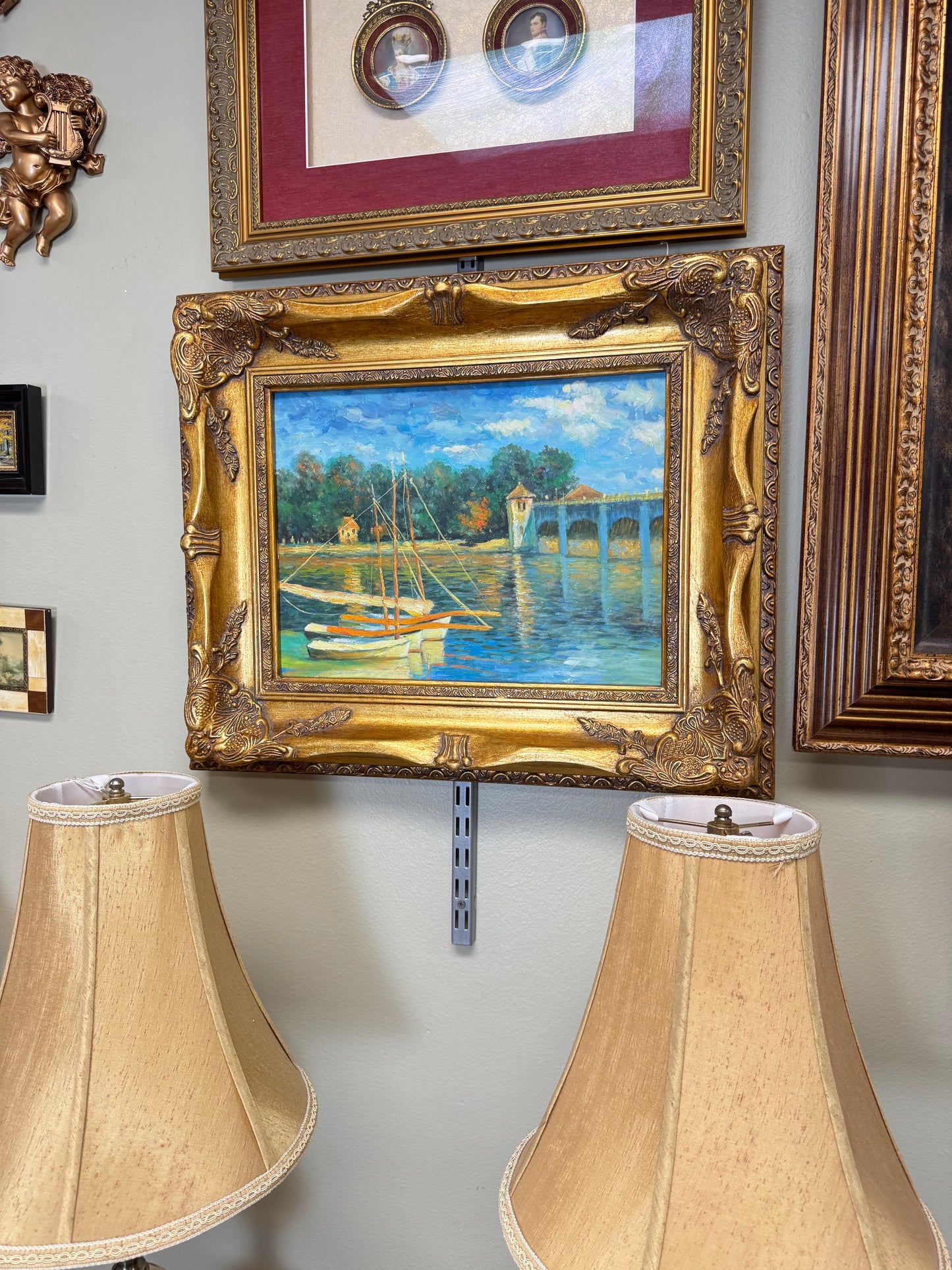 Claude Monet “The Bridge at Argenteuil” Reproduction Painting on Canvas – Framed