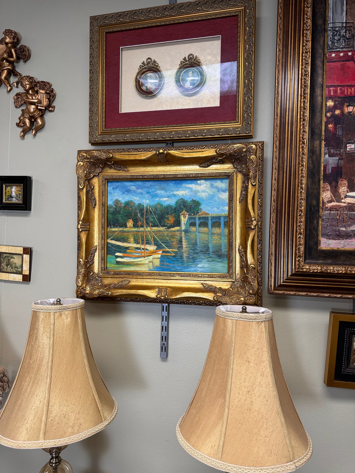 Claude Monet “The Bridge at Argenteuil” Reproduction Painting on Canvas – Framed