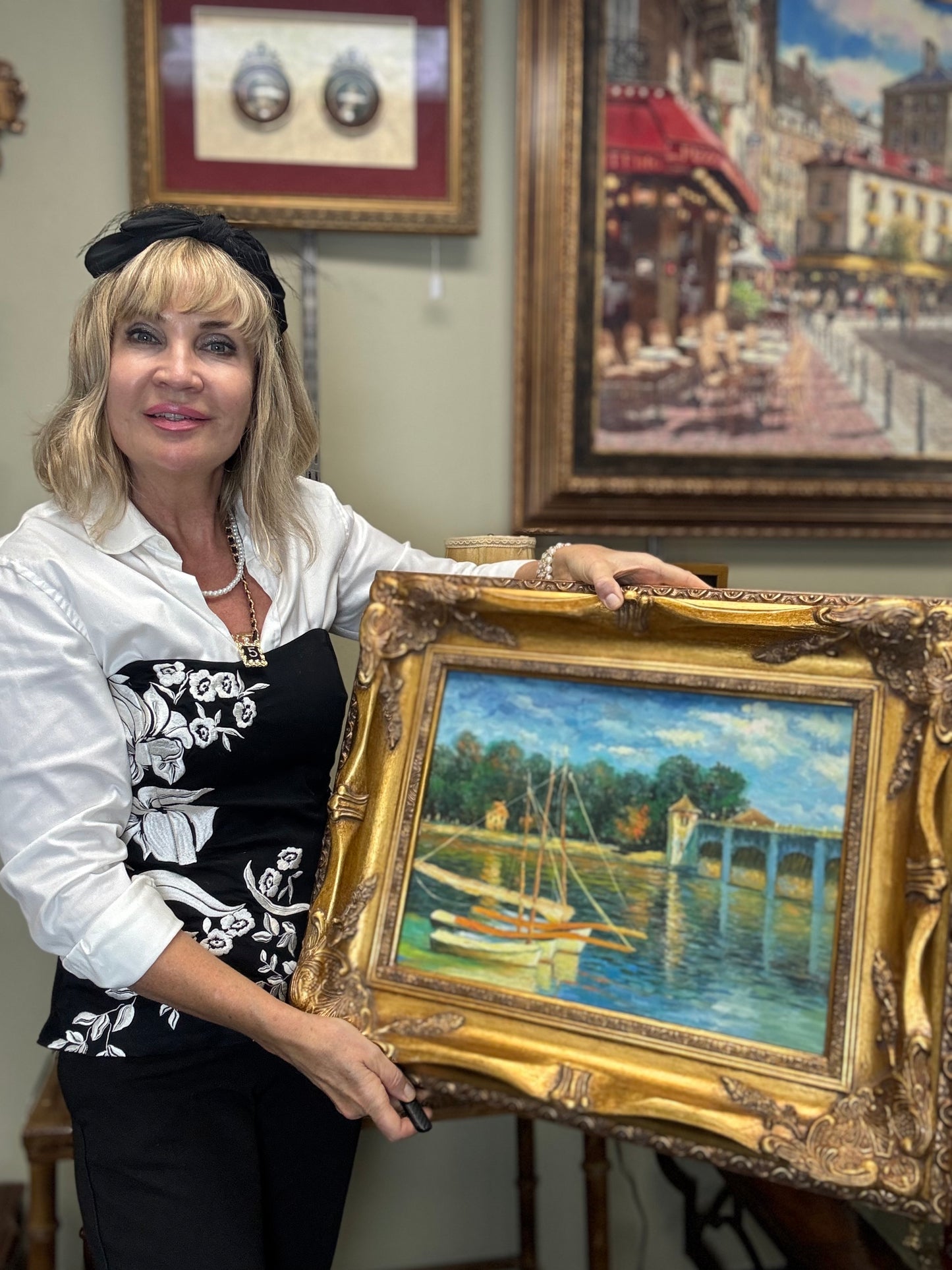 Claude Monet “The Bridge at Argenteuil” Reproduction Painting on Canvas – Framed