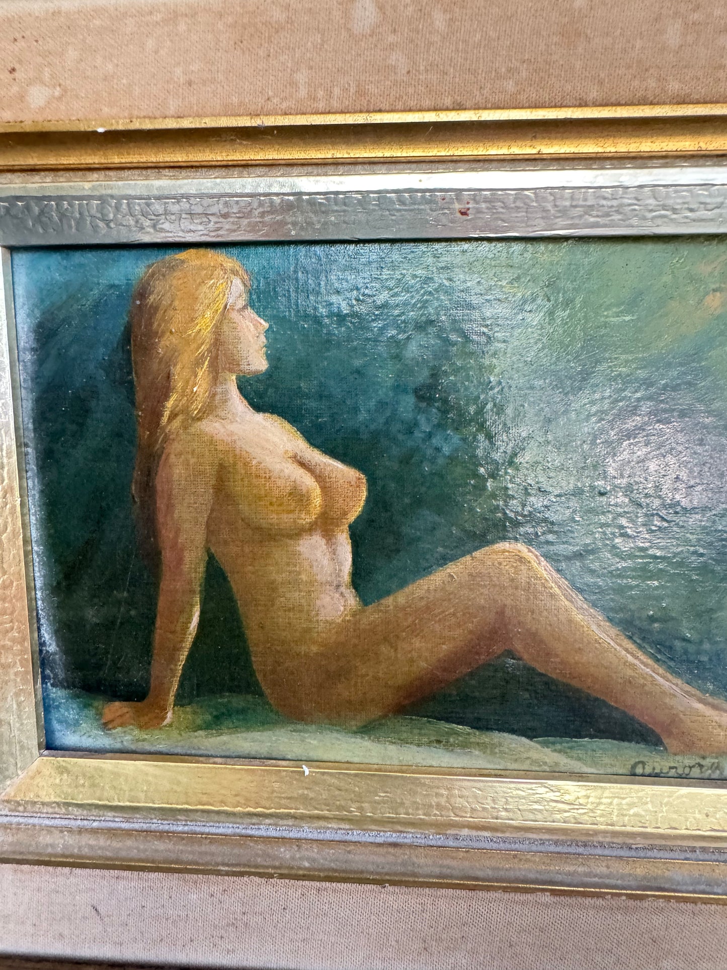 Original Female Nude Oil Painting on Artist’s Board | Signed Vintage Framed Artwork