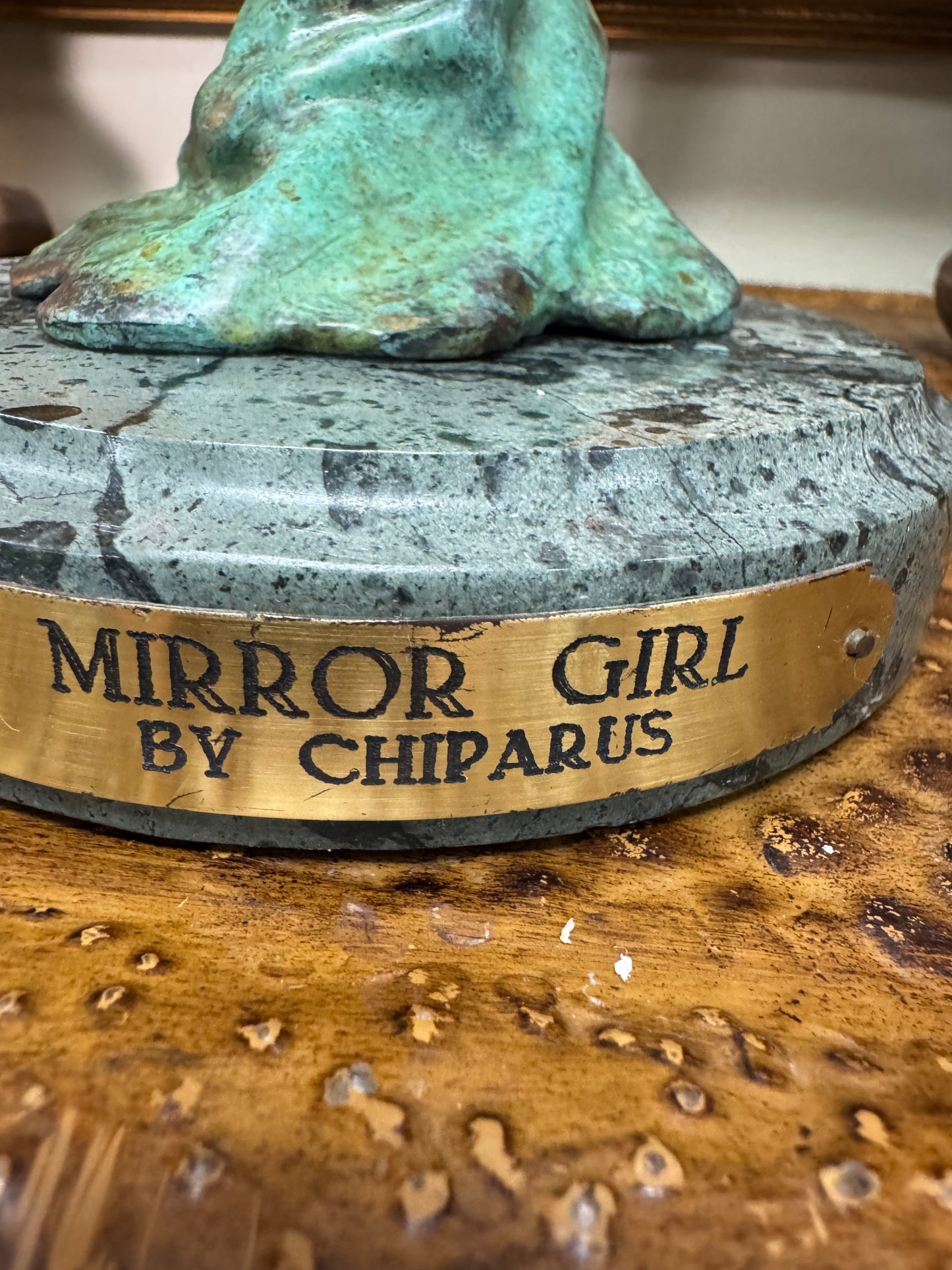 Vintage Mirror Girl Sculpture After Demétre Chiparus – 1925 Design