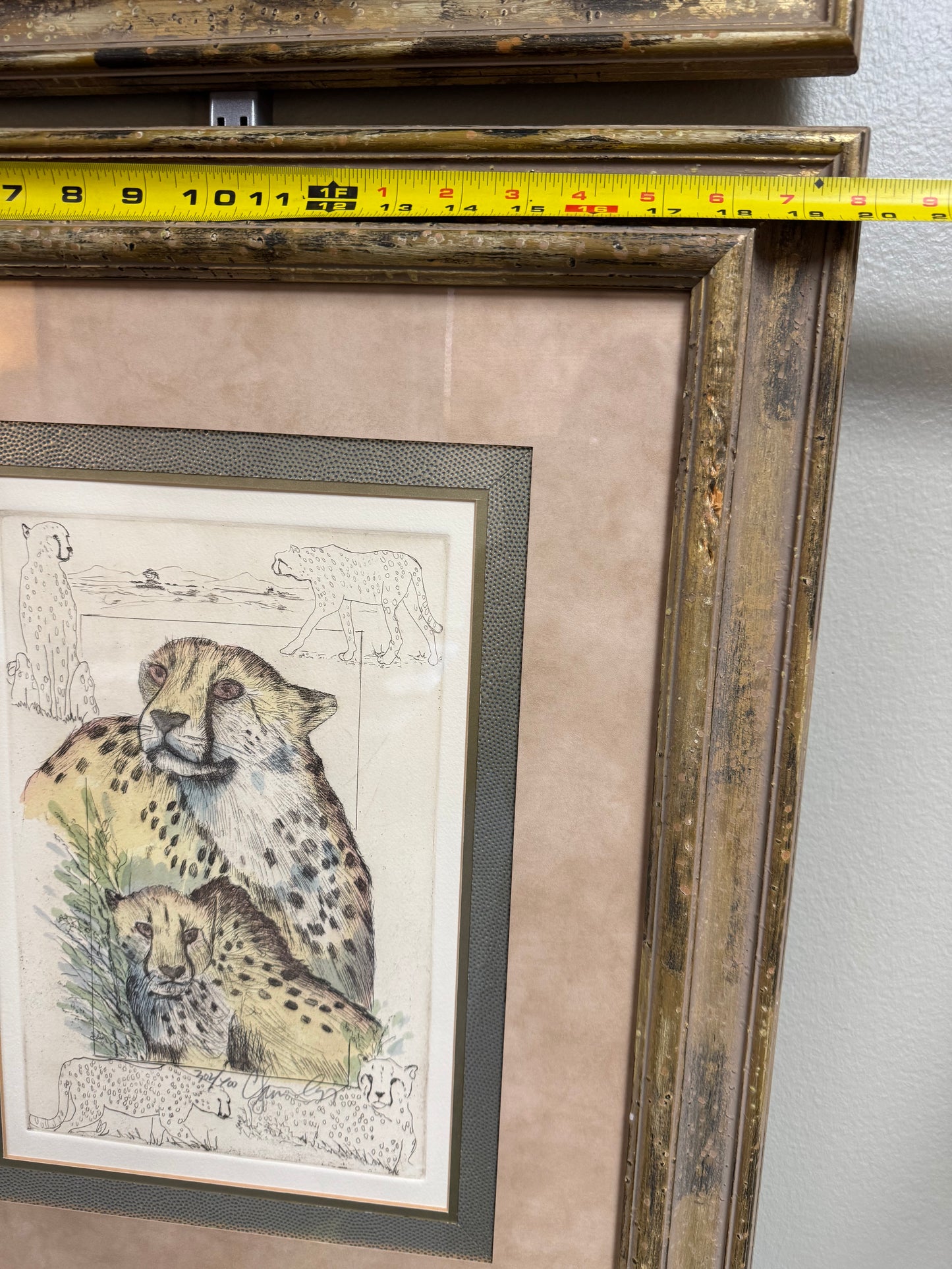 Set of 2 Framed Big Cats Art Prints – Lions & Cheetahs, Numbered Limited Edition, Vintage Style Wildlife Wall Art