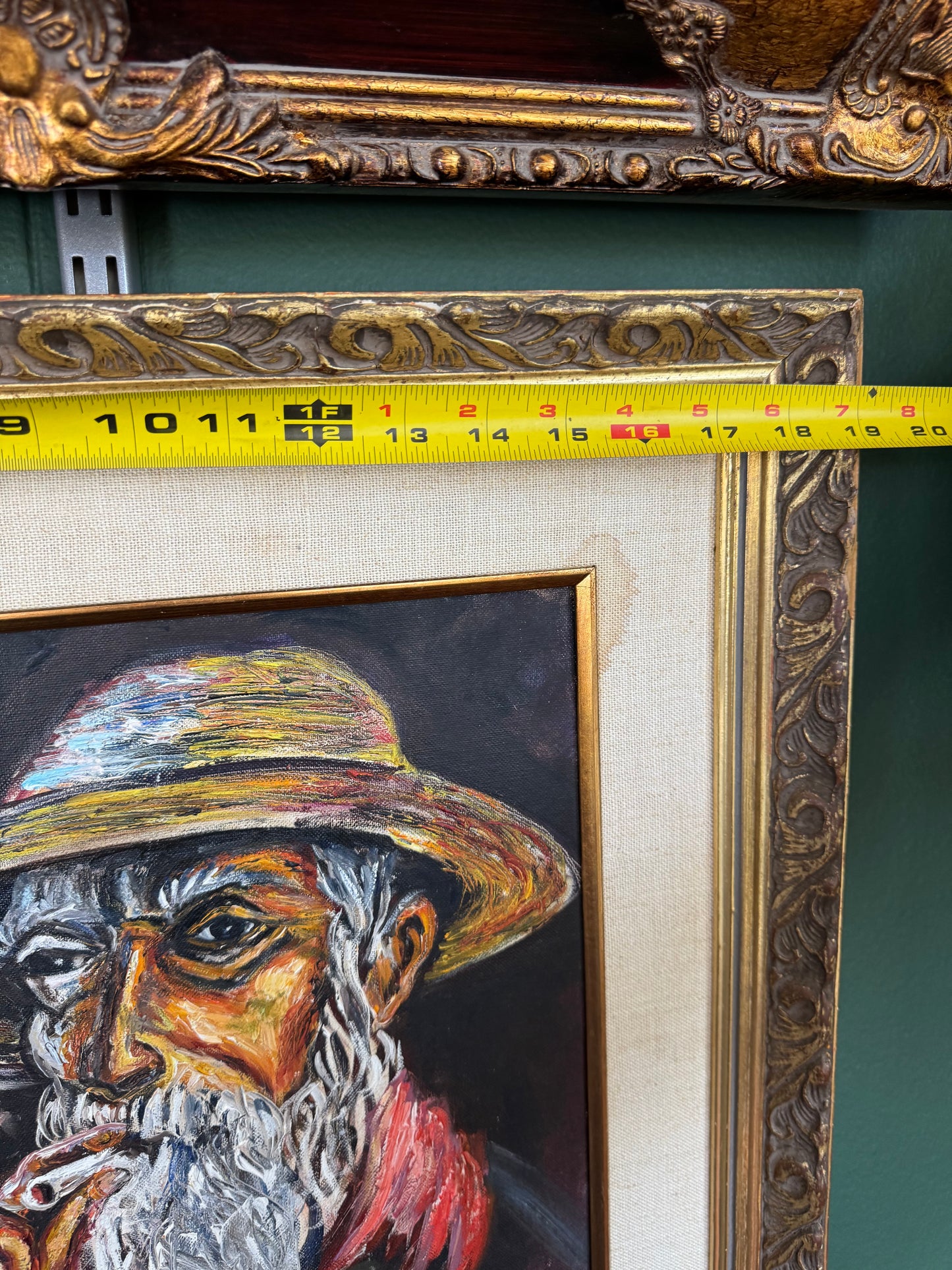 "The Smoker Man " – Original 1972 Oil Painting, Signed “Paula Nadler”, Framed Expressionist Portrait