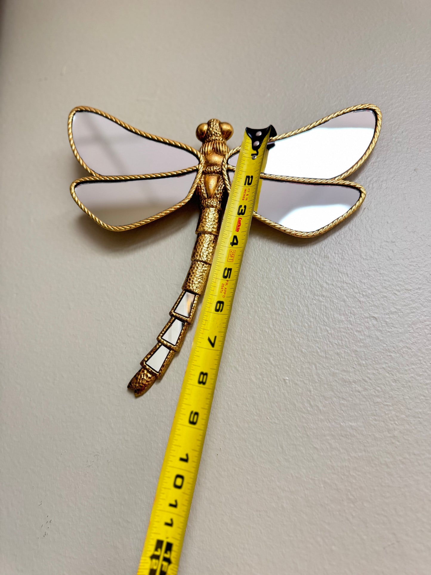 Set of 2 Gold Resin Dragonfly Wall Decor with Mirror Wings