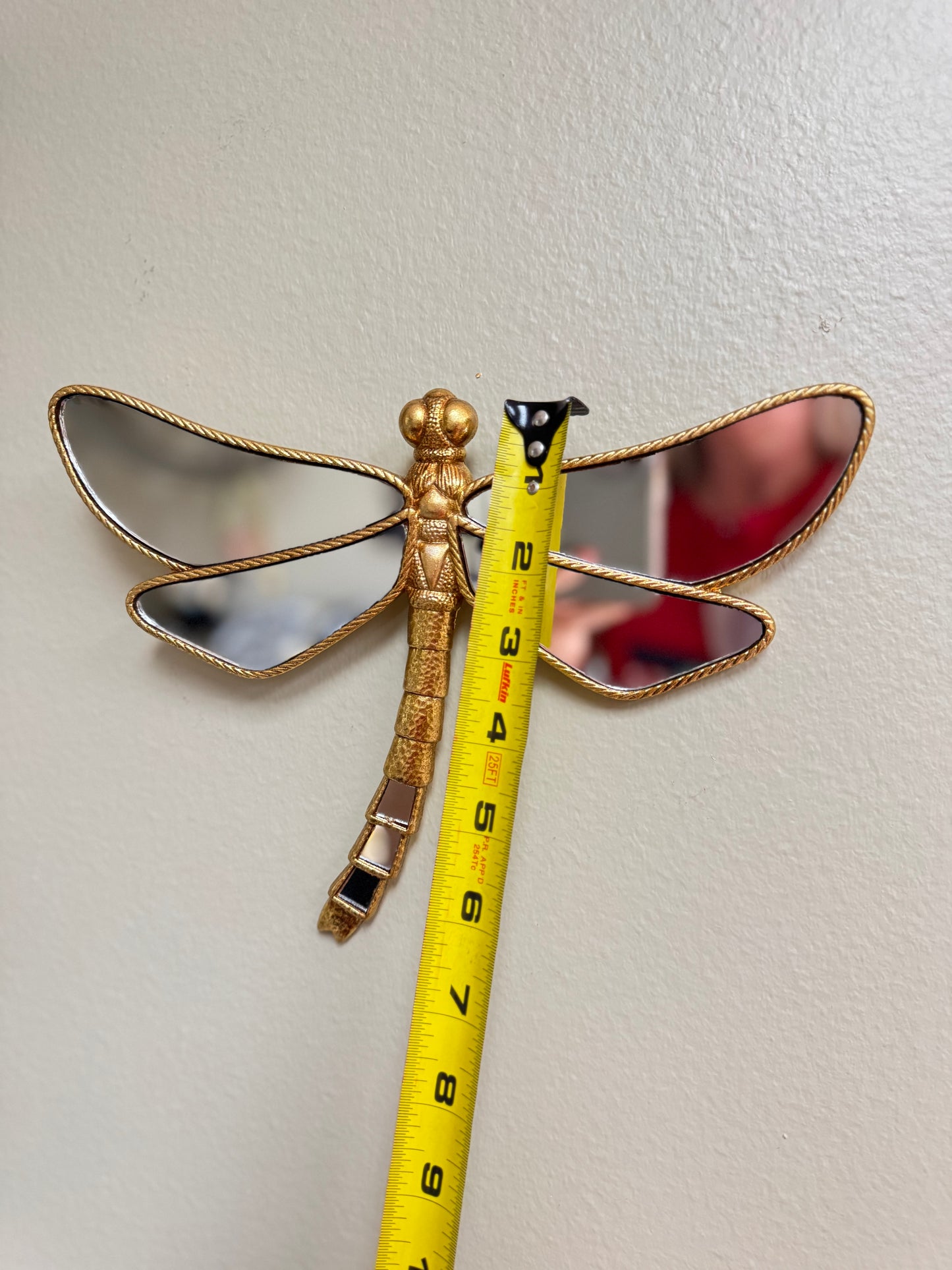 Set of 2 Gold Resin Dragonfly Wall Decor with Mirror Wings