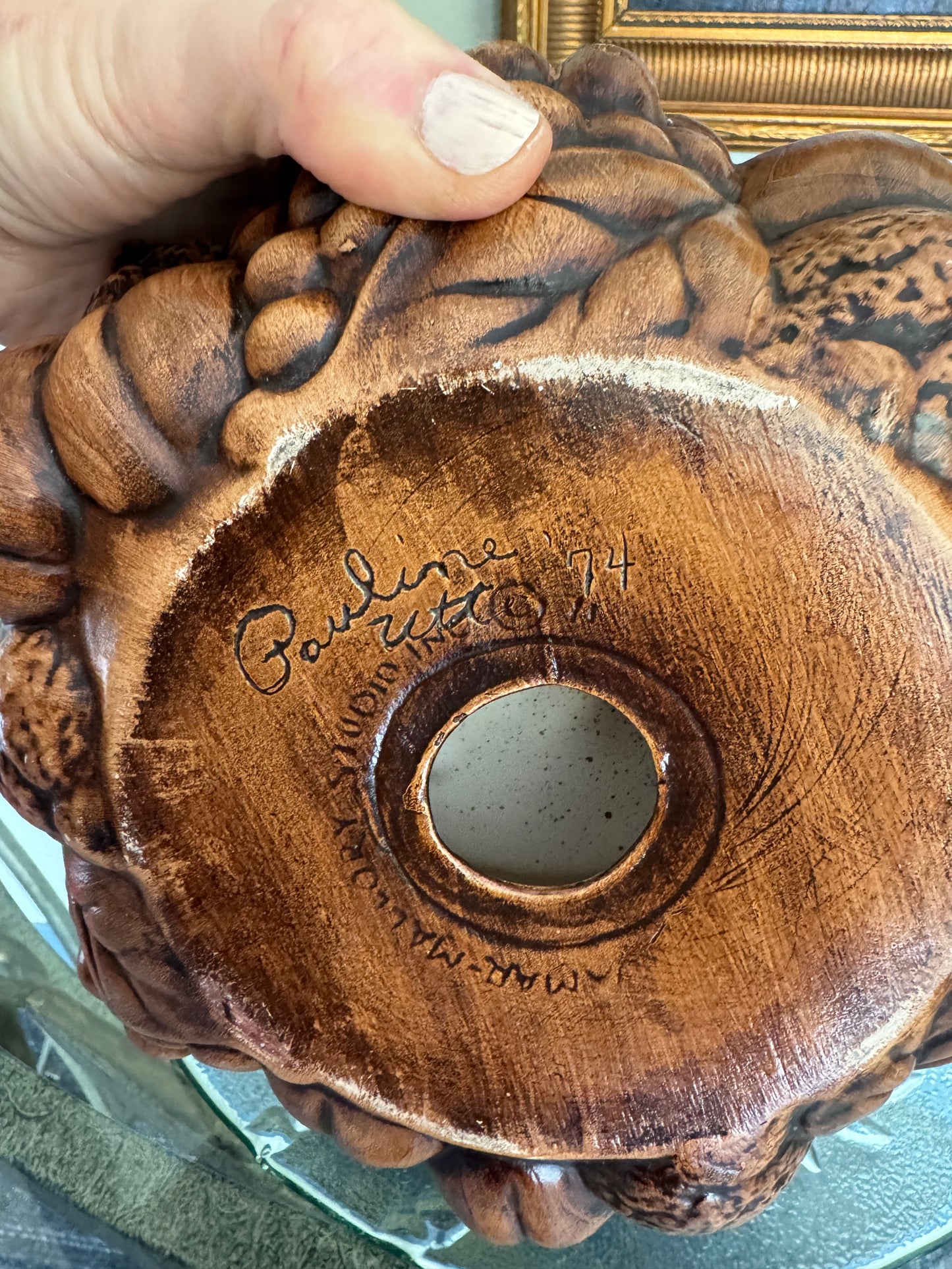 Vintage Ceramic Bowl Ashtray  1974 Signed Jamar Mallory