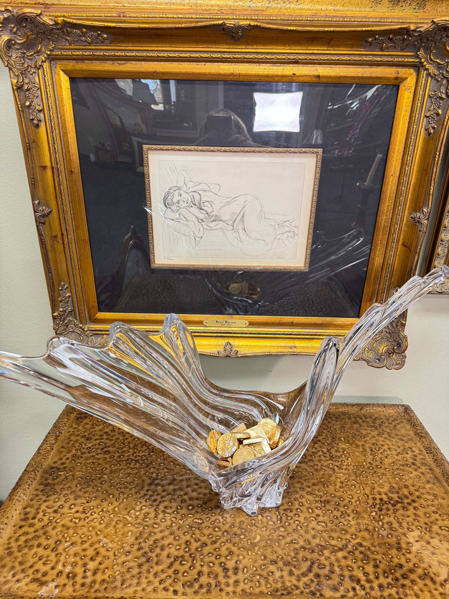 Vintage Mid-Century Sculptural Clear Art Glass Centerpiece – 26”