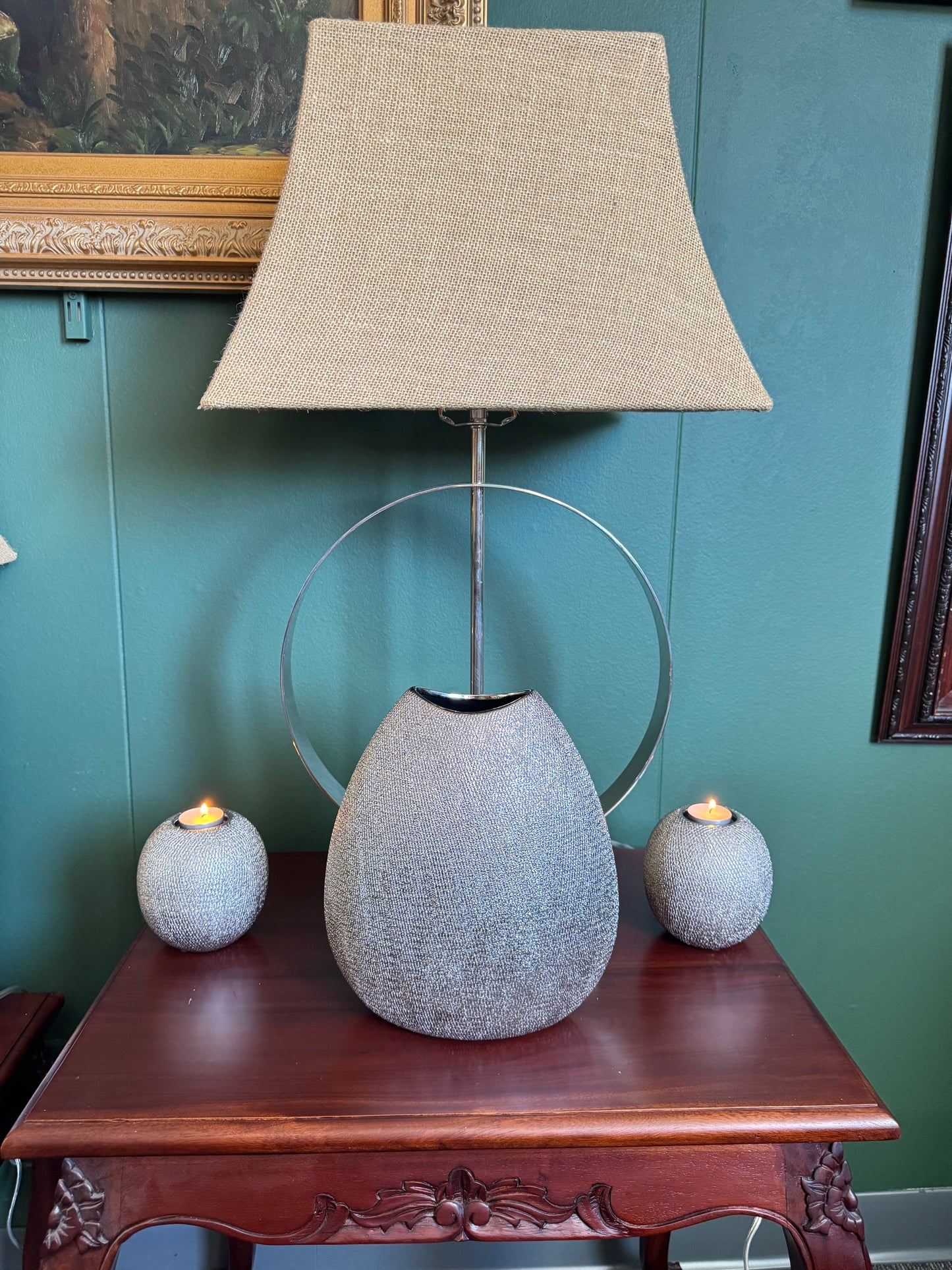 Silver Textured Vase & Candle Holder Set of 3 – Modern Decorative Accent Set