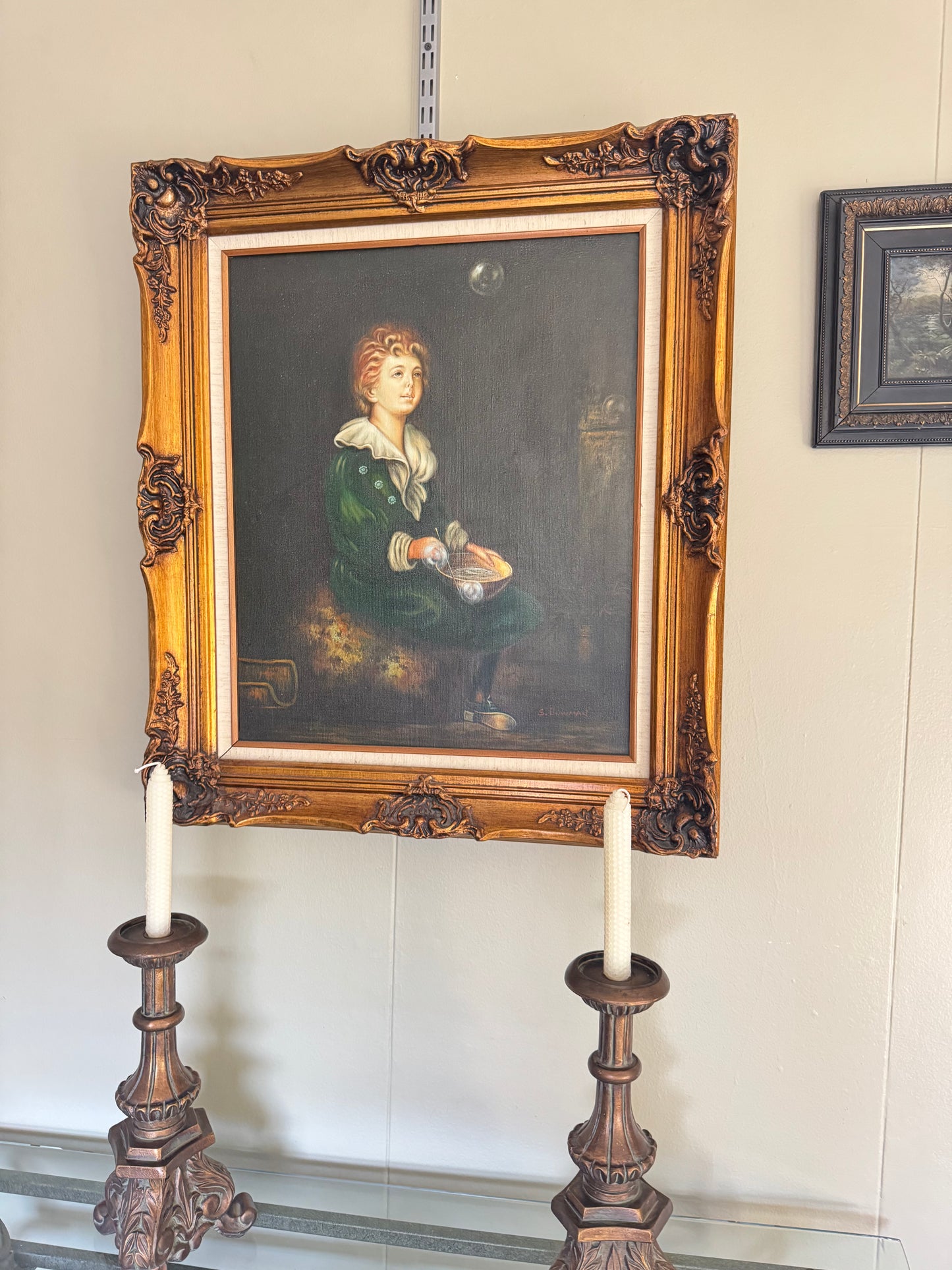 Oil  Painting  on Canvas  Portrait of Child     Signed “S. Baumann”,