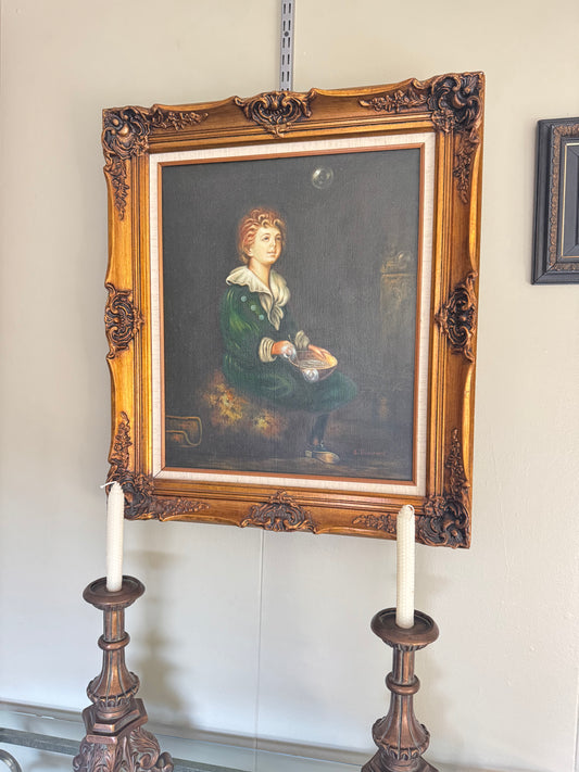 Oil  Painting  on Canvas  Portrait of Child     Signed “S. Baumann”,