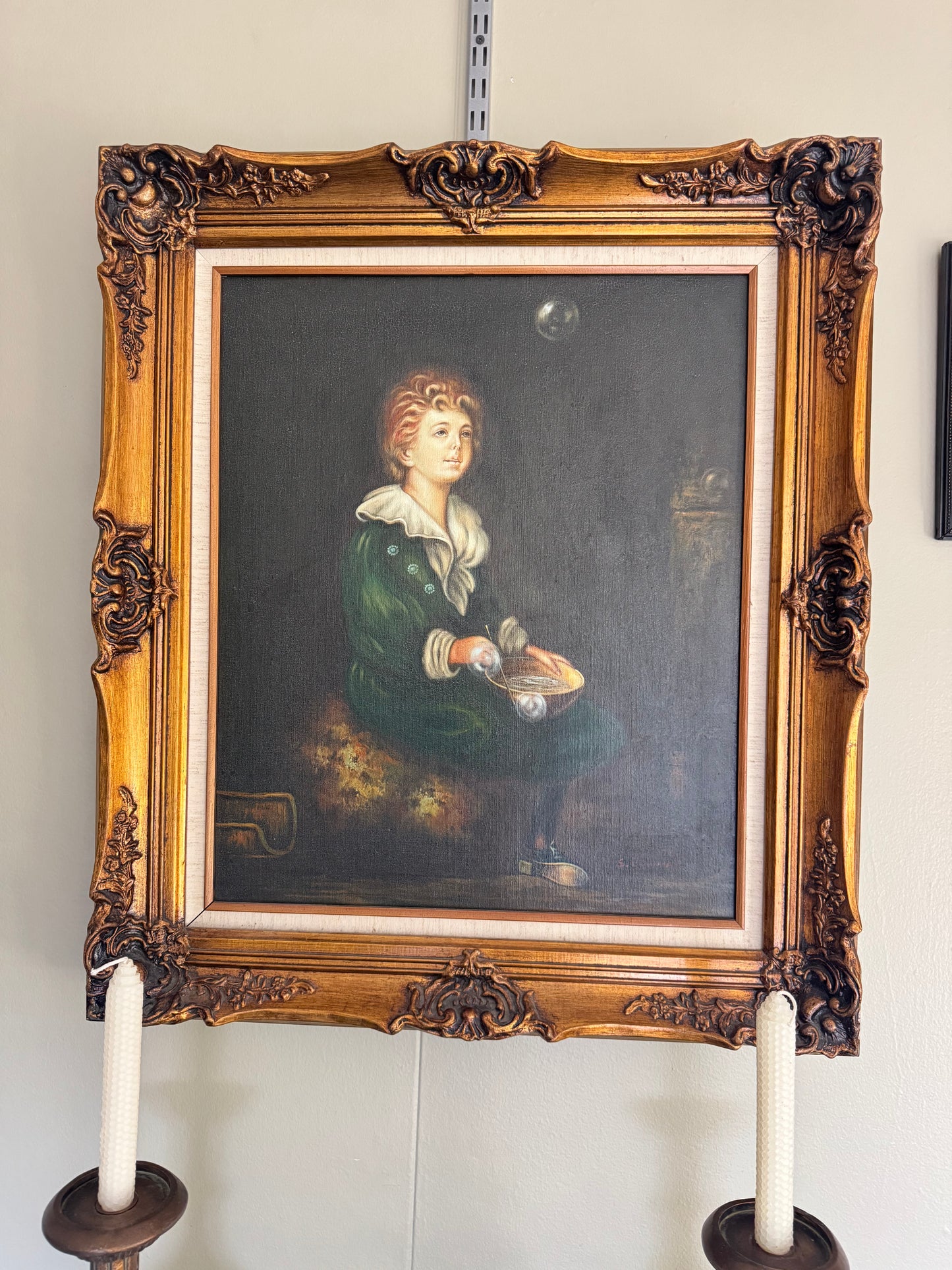 Oil  Painting  on Canvas  Portrait of Child     Signed “S. Baumann”,