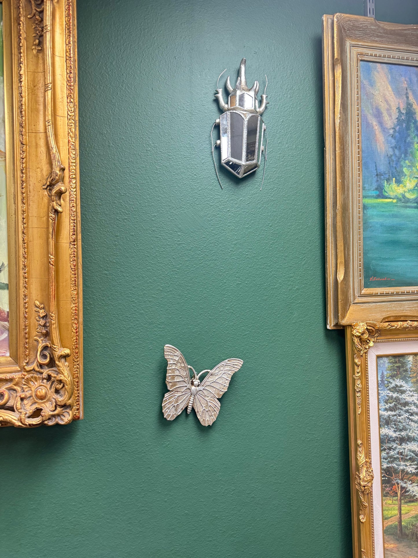 Set of 2 Resin Insect Wall Decor – Mirrored Beetle & Butterfly