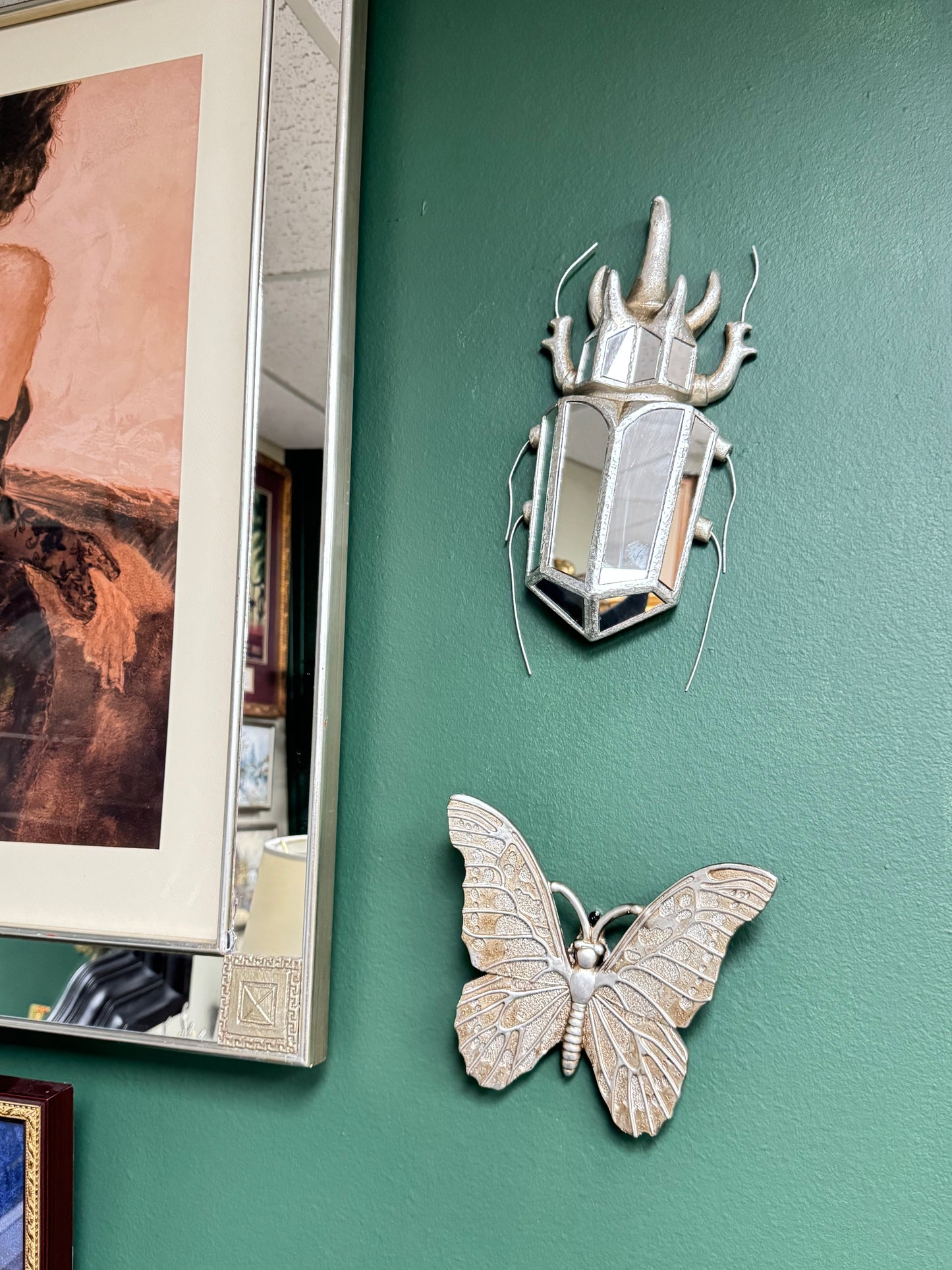 Set of 2 Resin Insect Wall Decor – Mirrored Beetle & Butterfly