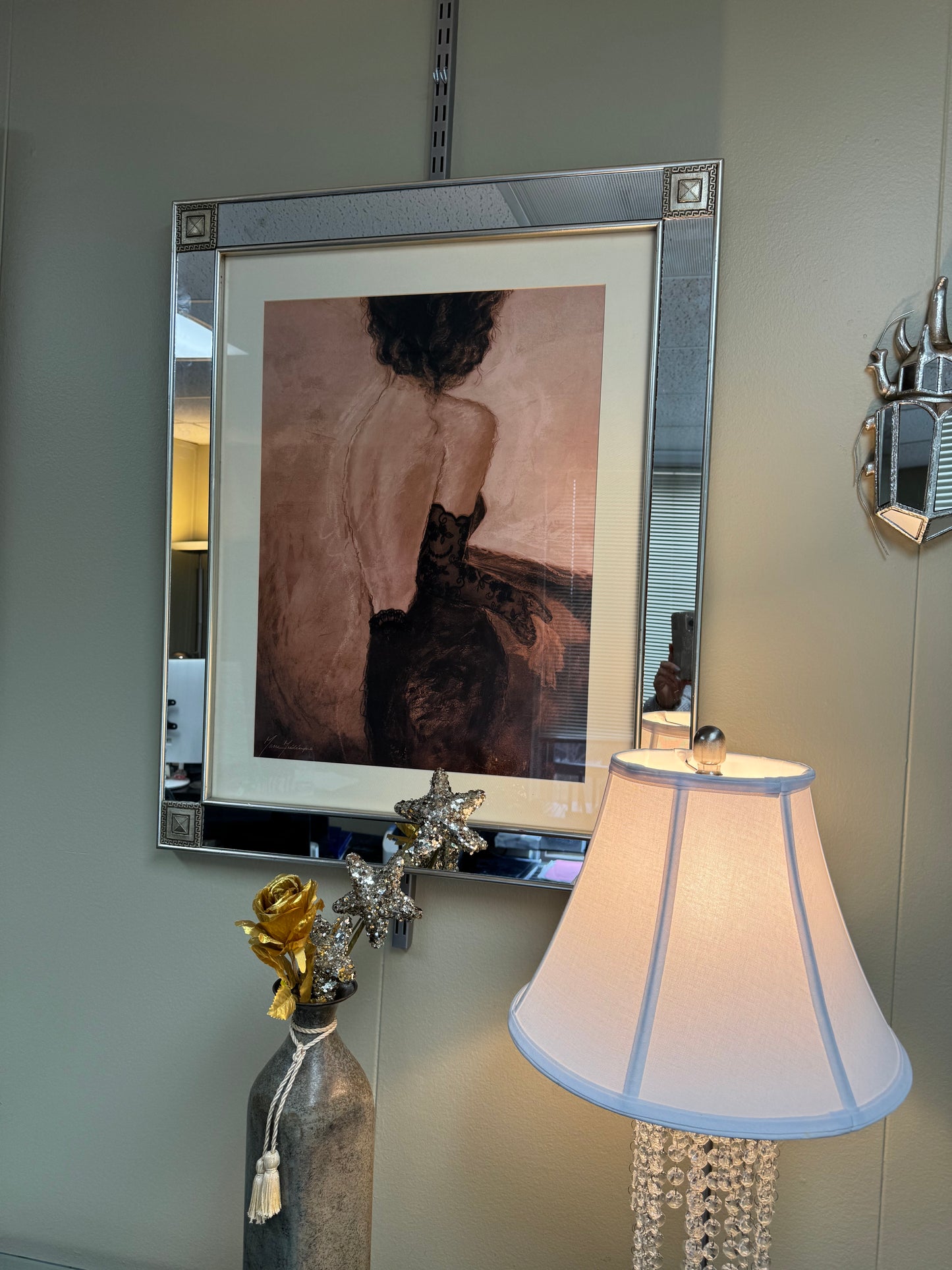Framed Figure Art Print by Marc Frederique – Large Wall Art in Decorative Silver Frame, Contemporary Female Portrait