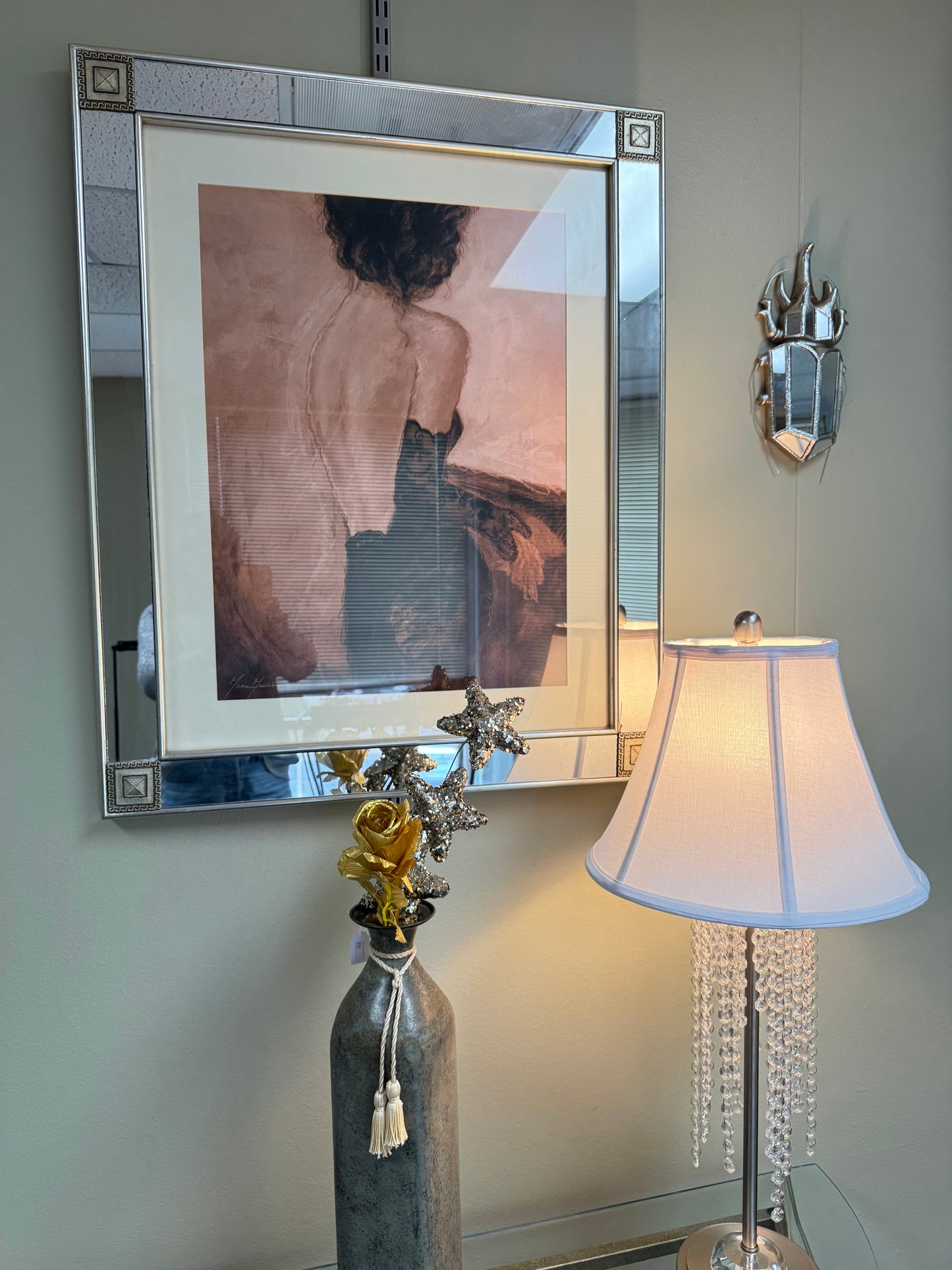 Framed Figure Art Print by Marc Frederique – Large Wall Art in Decorative Silver Frame, Contemporary Female Portrait