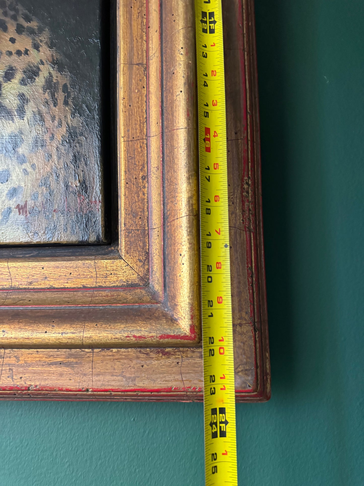 Original Signed South African Leopard Oil Painting in Ornate Gold Frame 26"x23"