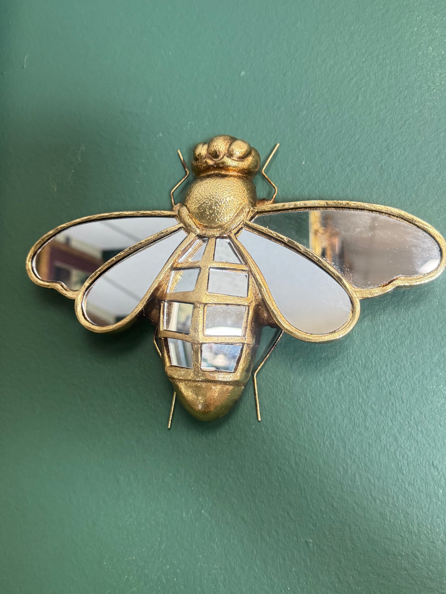 🐝 Set of 2 Gold Mirrored Bee Wall Decor – Honeybee & Bumblebee