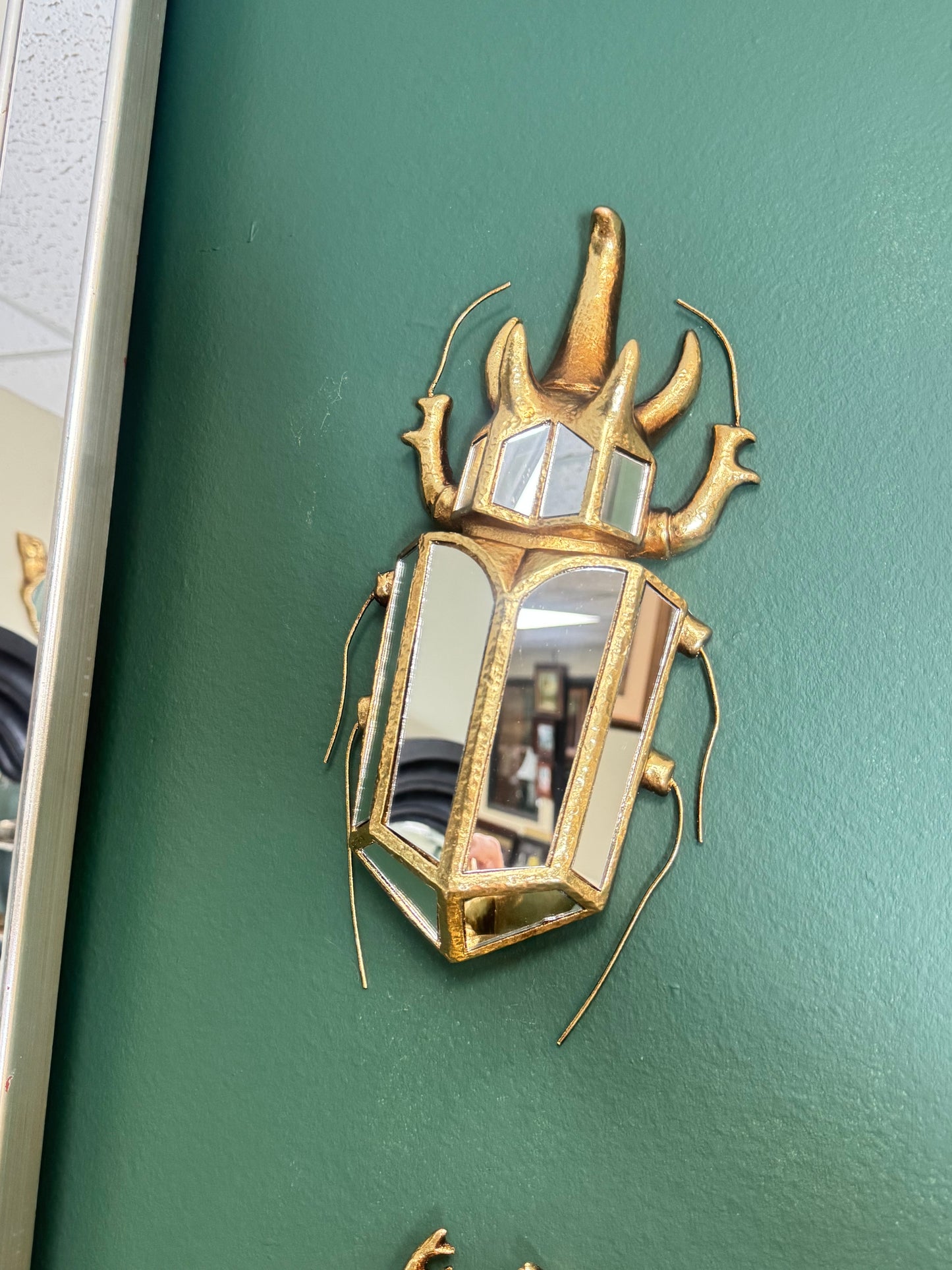 🪲 Set of 2 Mirrored Beetle Wall Sculptures – Rhinoceros Beetle & Stag Beetle