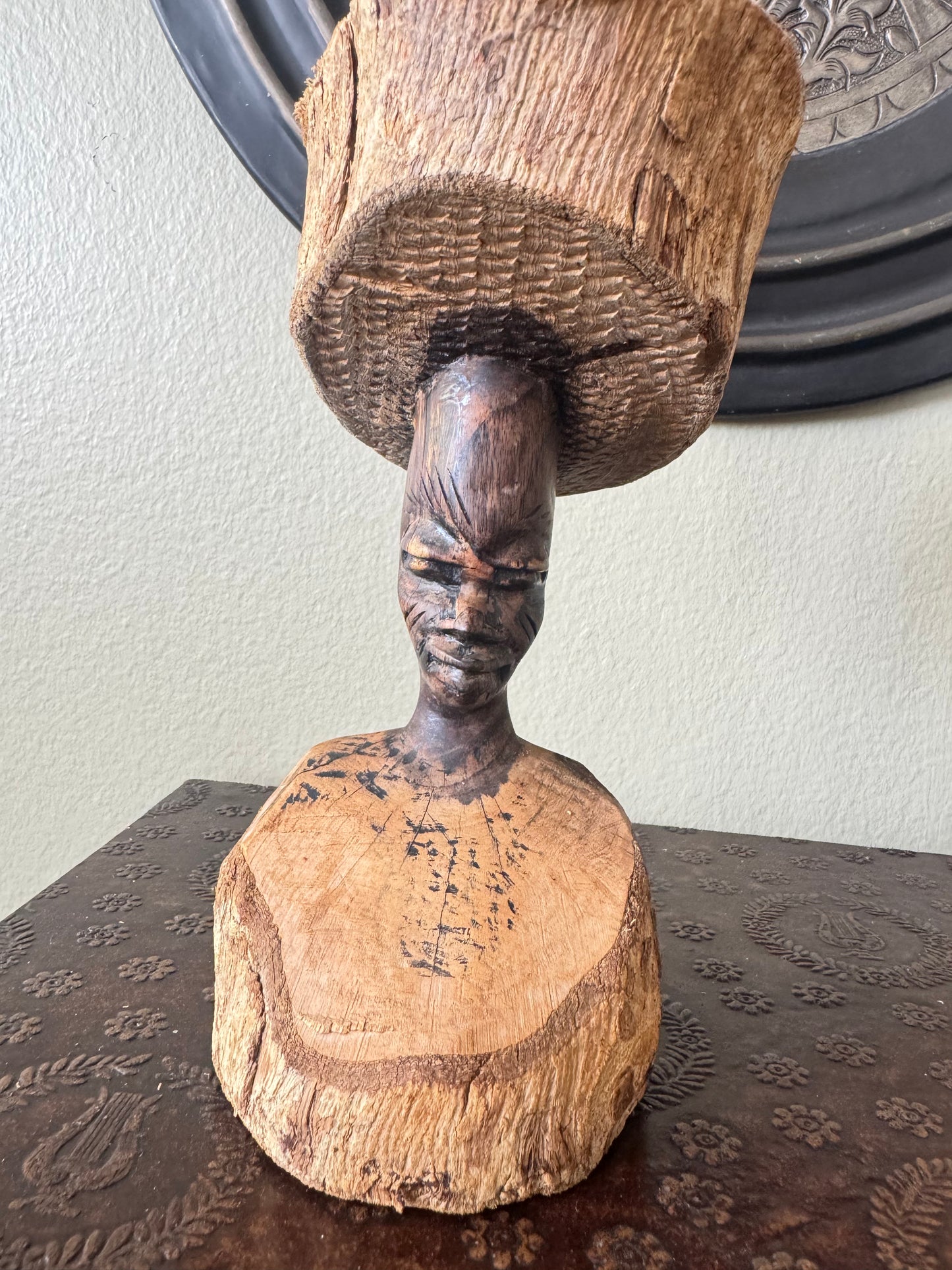 Set of  2 Vintage African Hand Carved Wooden Figurines – Tribal Folk Art Sculptures – Can Be Used as Candle Holders