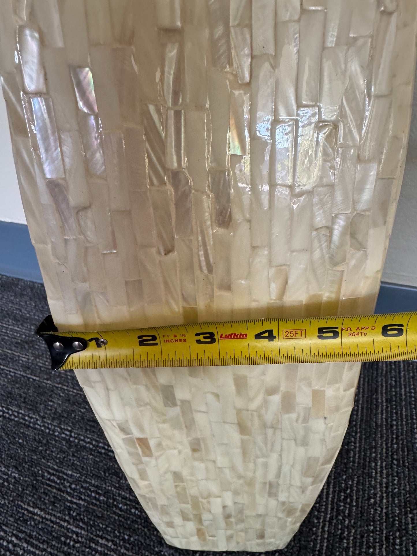 Tall Capiz Shell Floor Vase, Coastal Cream Mosaic Vase, Large Decorative Vase, Modern Neutral Home Decor, Tall -31
