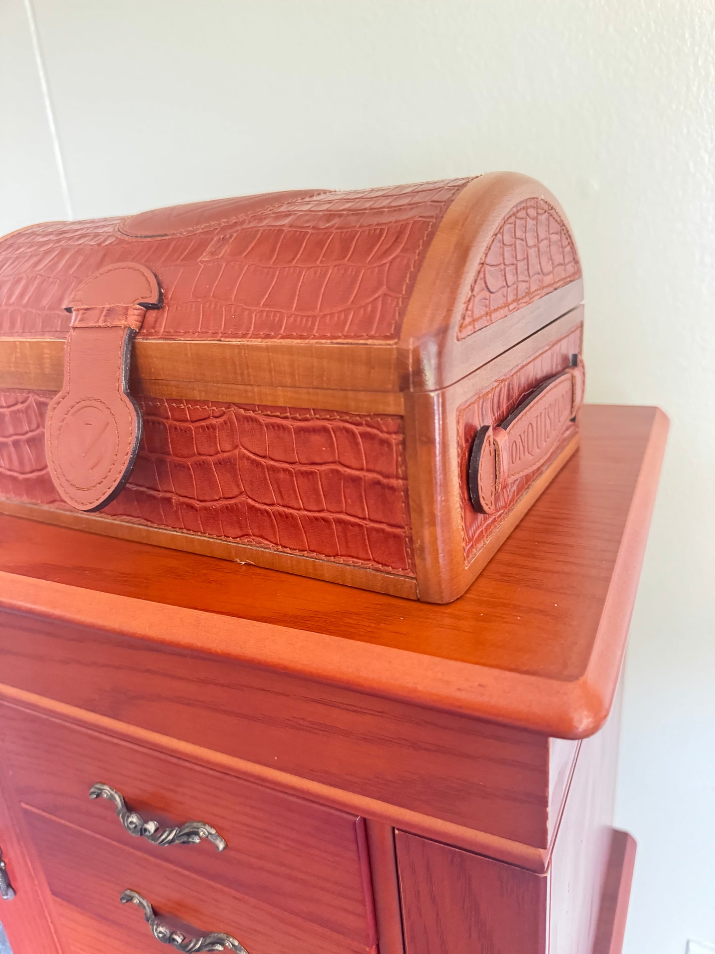 Vintage Franck Muller Genève Watch Presentation Box – Croc Embossed Leather & Wood Storage Case