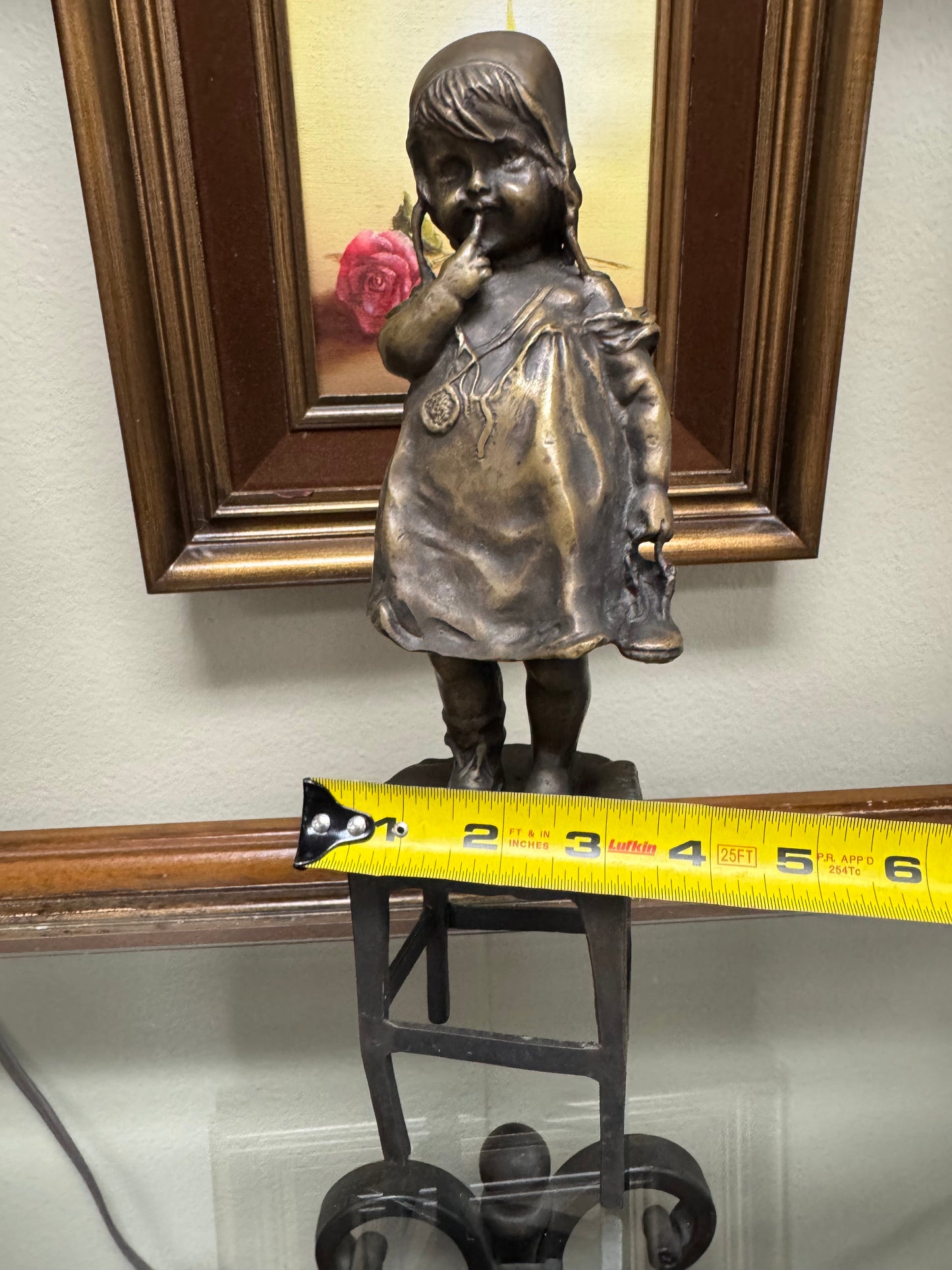 Vintage Juan Clara Girl on Stool Figurine Bronze Sculpture 11 Tall