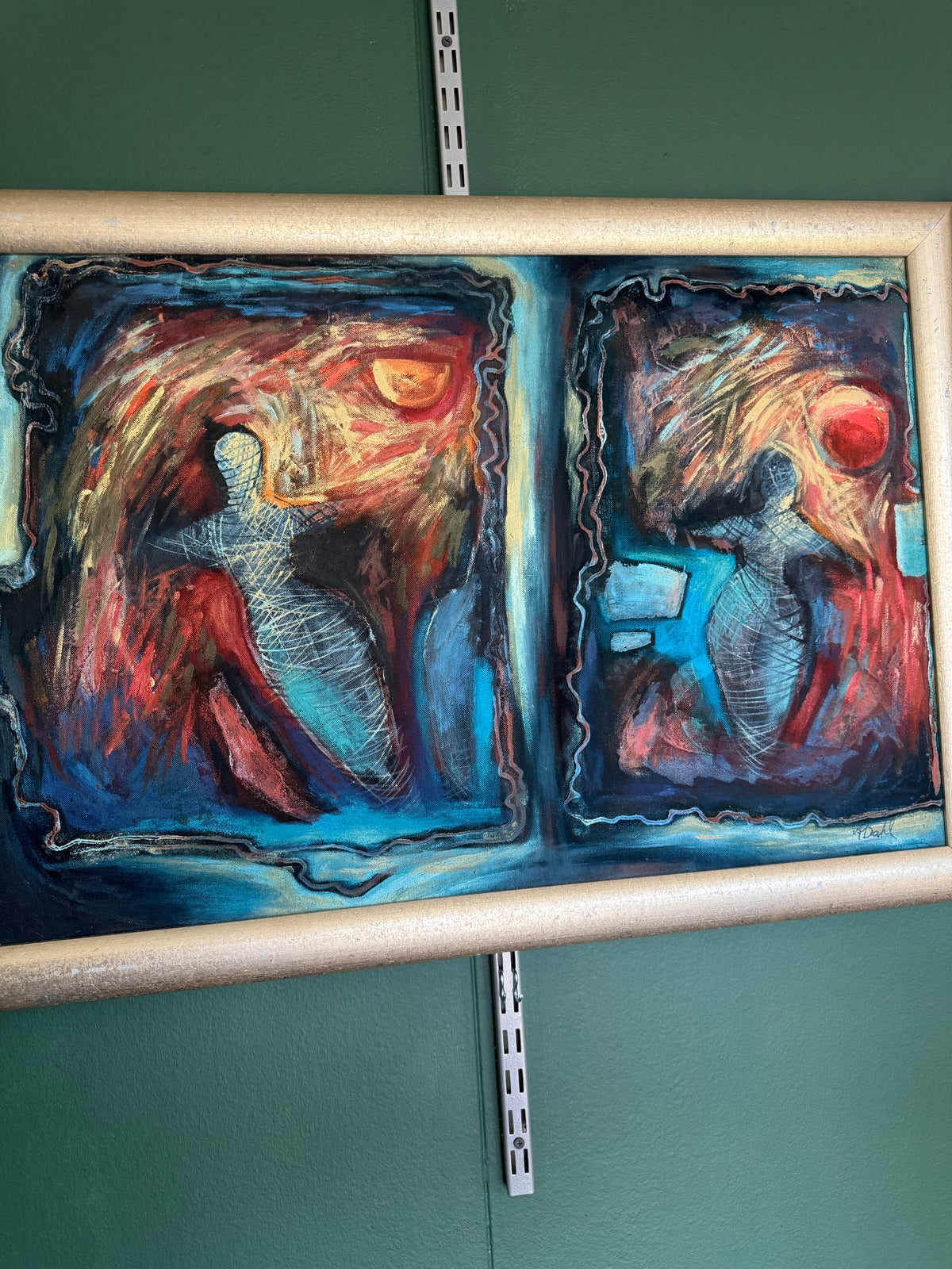 Astrid Dahl Painting Abstract Expressionist Modernism Cocooned Day and Night 32"x 22"