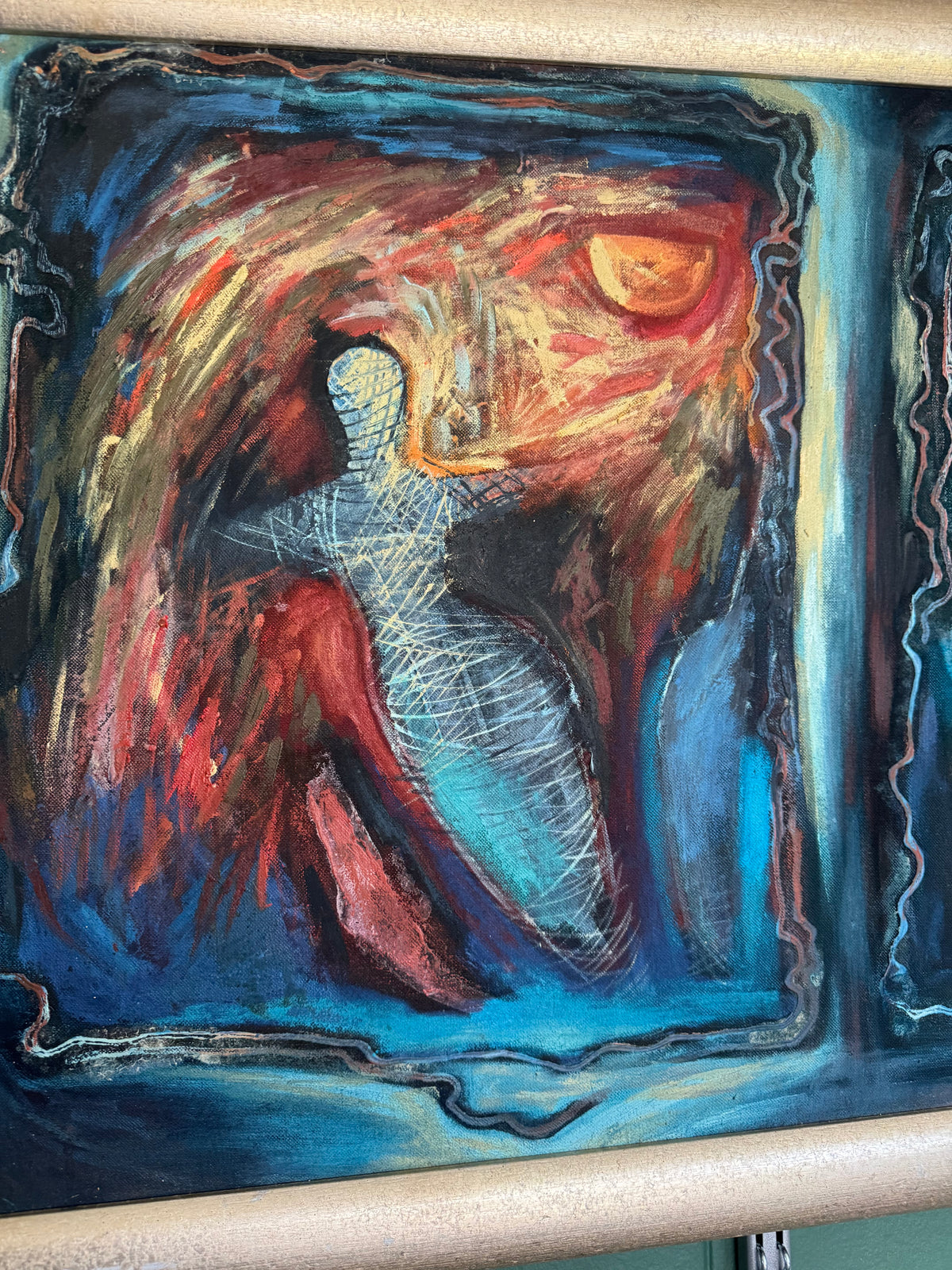 Astrid Dahl Painting Abstract Expressionist Modernism Cocooned Day and Night 32"x 22"