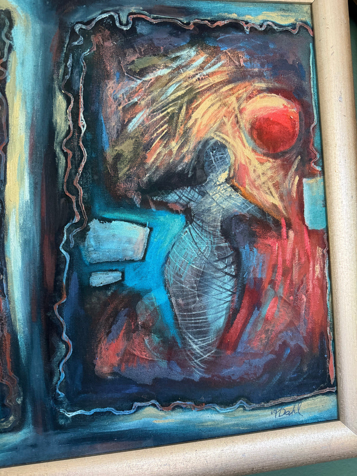 Astrid Dahl Painting Abstract Expressionist Modernism Cocooned Day and Night 32"x 22"
