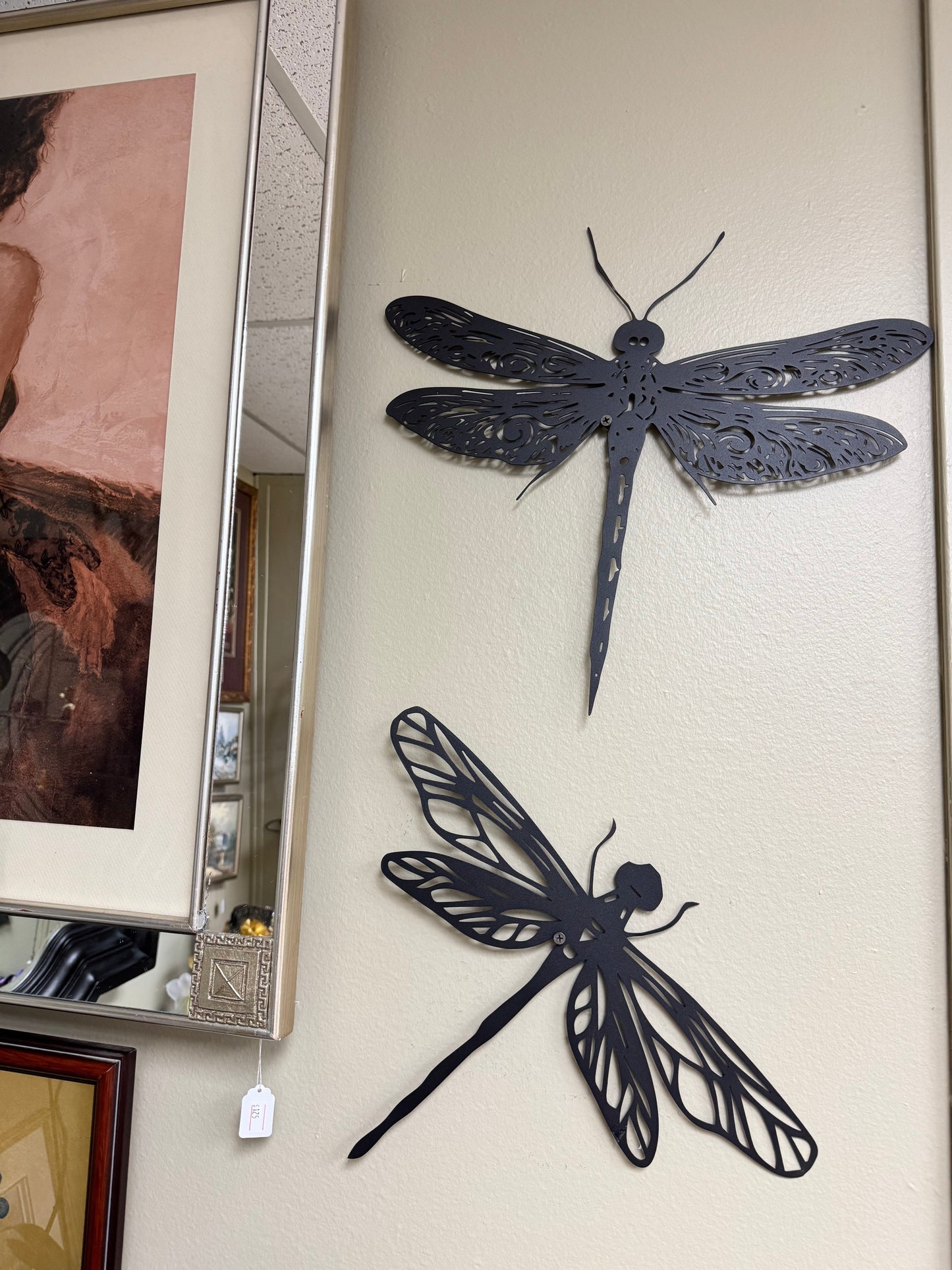 Set of 2 Metal Dragonfly Wall Art Decor Black ,Home Decor Tall 15''16''