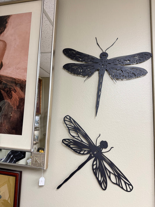 Set of 2 Metal Dragonfly Wall Art Decor Black ,Home Decor Tall 15''16''
